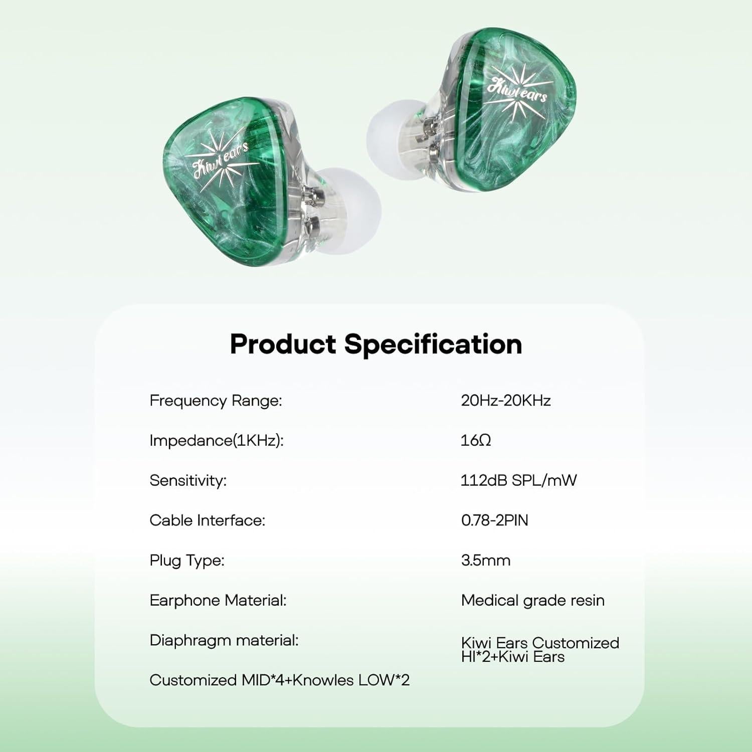 Auriculares In-Ear Kiwi Ears Orchestra Lite 8BA Verde