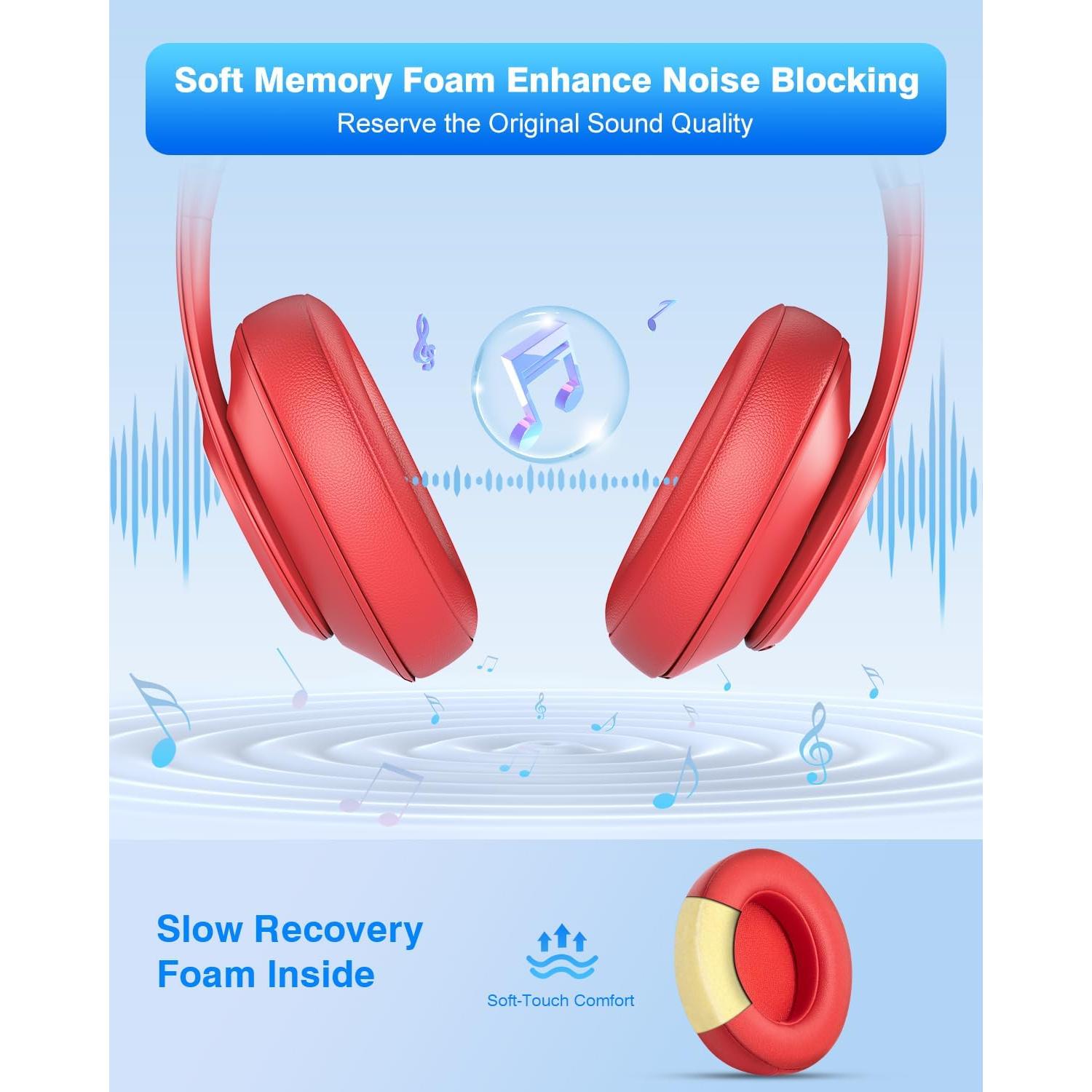 Almohadillas de Reemplazo FEYCH para Auriculares Beats Studio 2.0/3.0 - Rojo