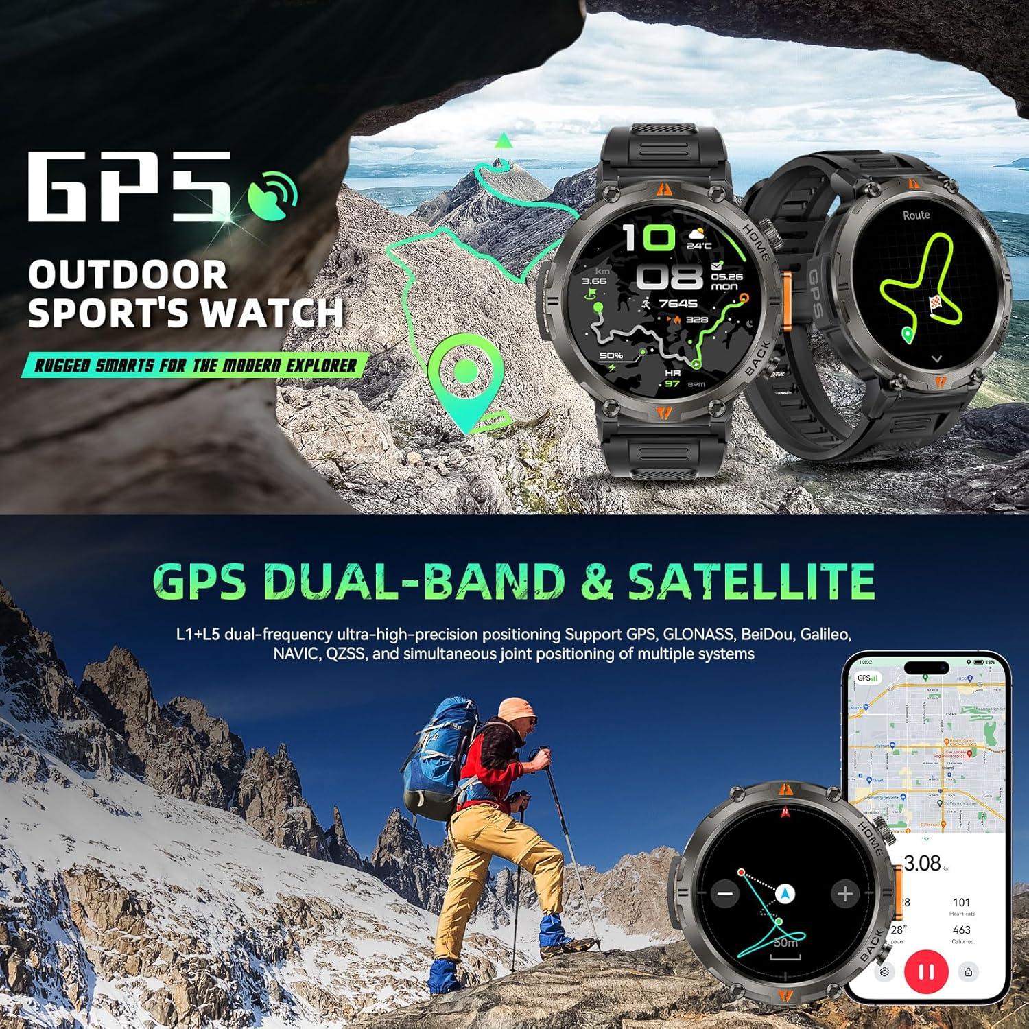 Reloj Inteligente Militar LaNikar 1.45" GPS Impermeable