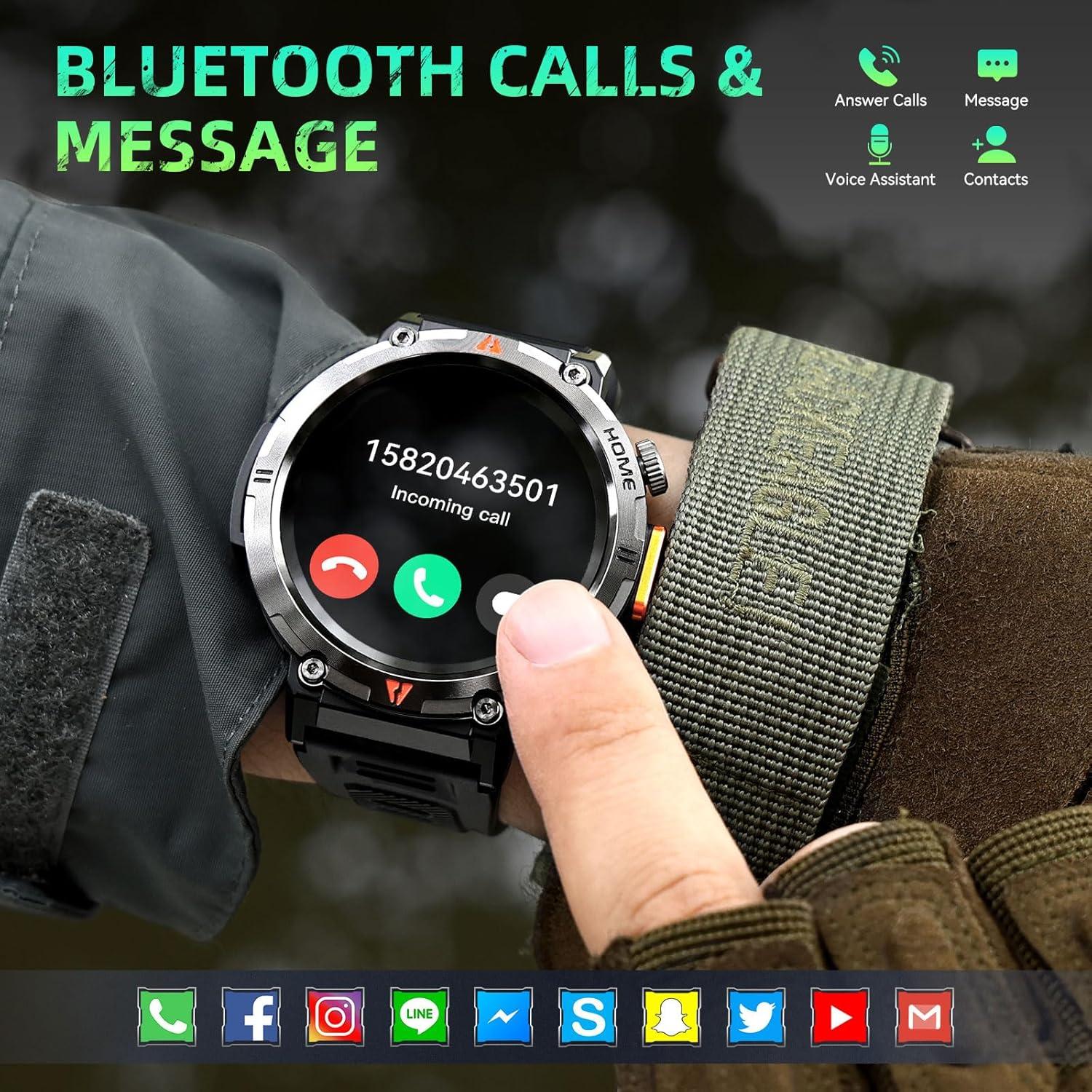 Reloj Inteligente Militar LaNikar 1.45" GPS Impermeable