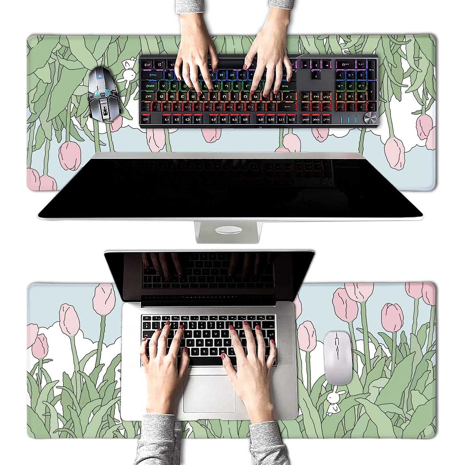 Alfombrilla de Ratón XL HUOCAIREN Flores Estéticas 800x300mm