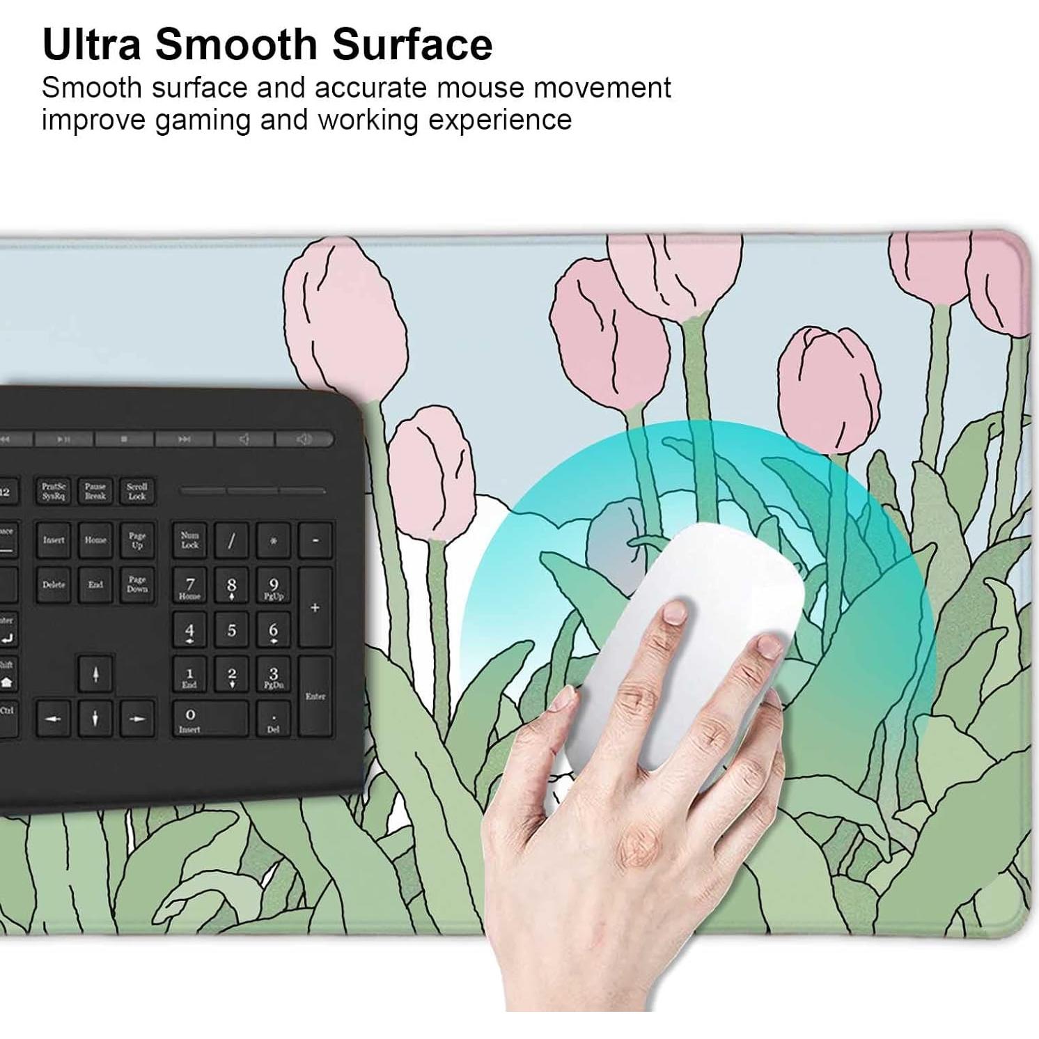 Alfombrilla de Ratón XL HUOCAIREN Flores Estéticas 800x300mm