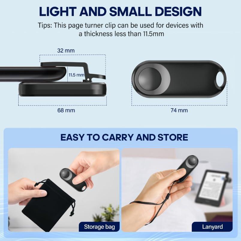 Control Remoto RF para Pasar Páginas Kindle Oresoc Negro