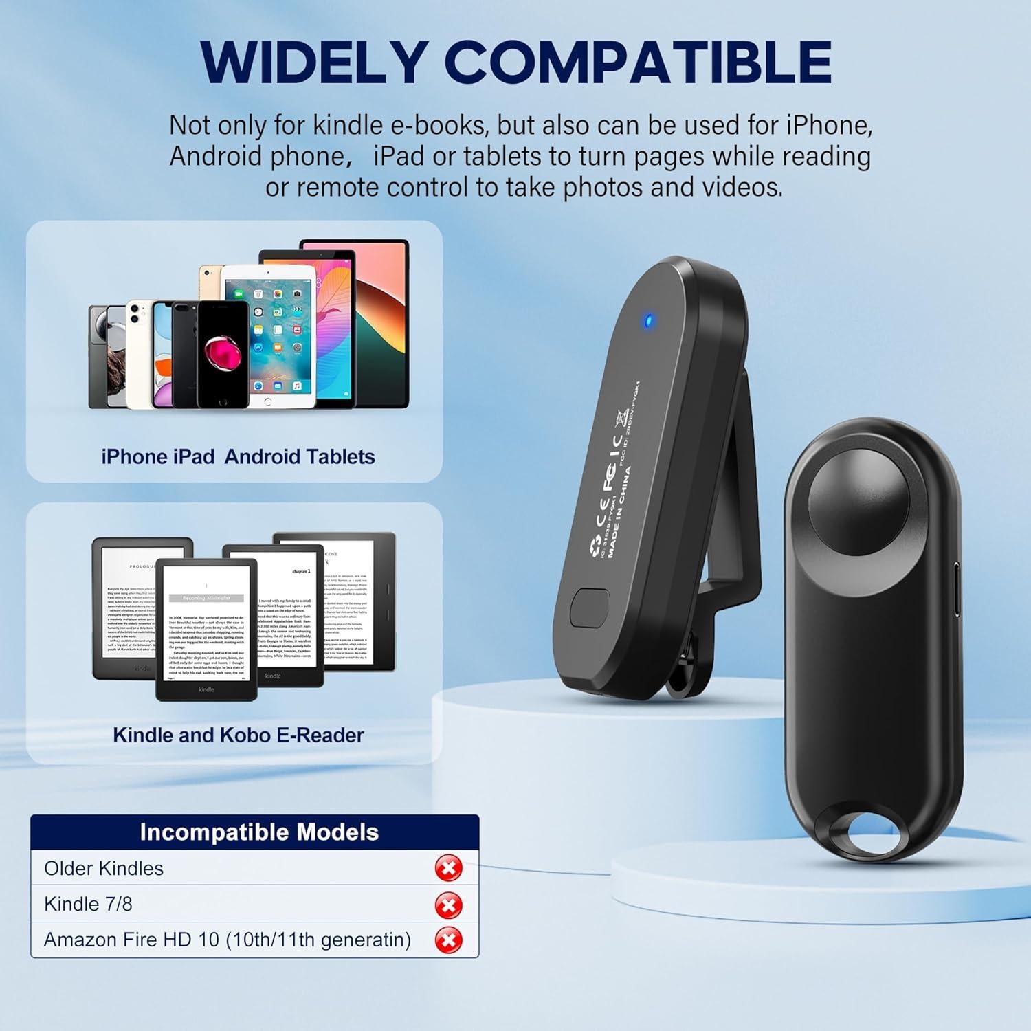 Control Remoto RF para Pasar Páginas Kindle Oresoc Negro