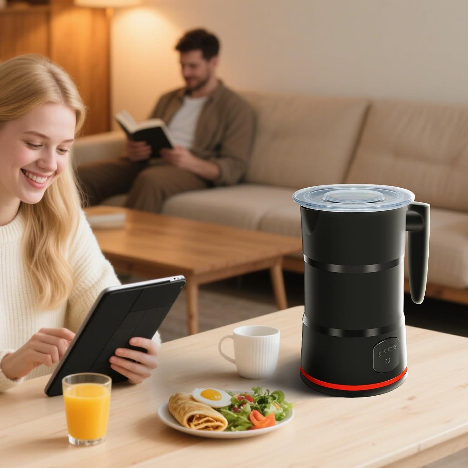 Espumador de Leche Eléctrico Fnerthral 4 en 1 430ml Negro