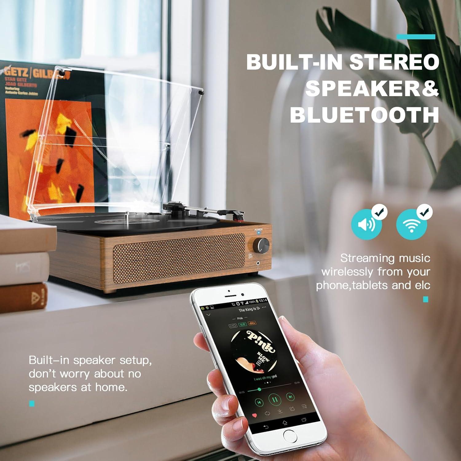 Tocadiscos Vintage con Altavoces Seasonlife R608 3 Velocidades