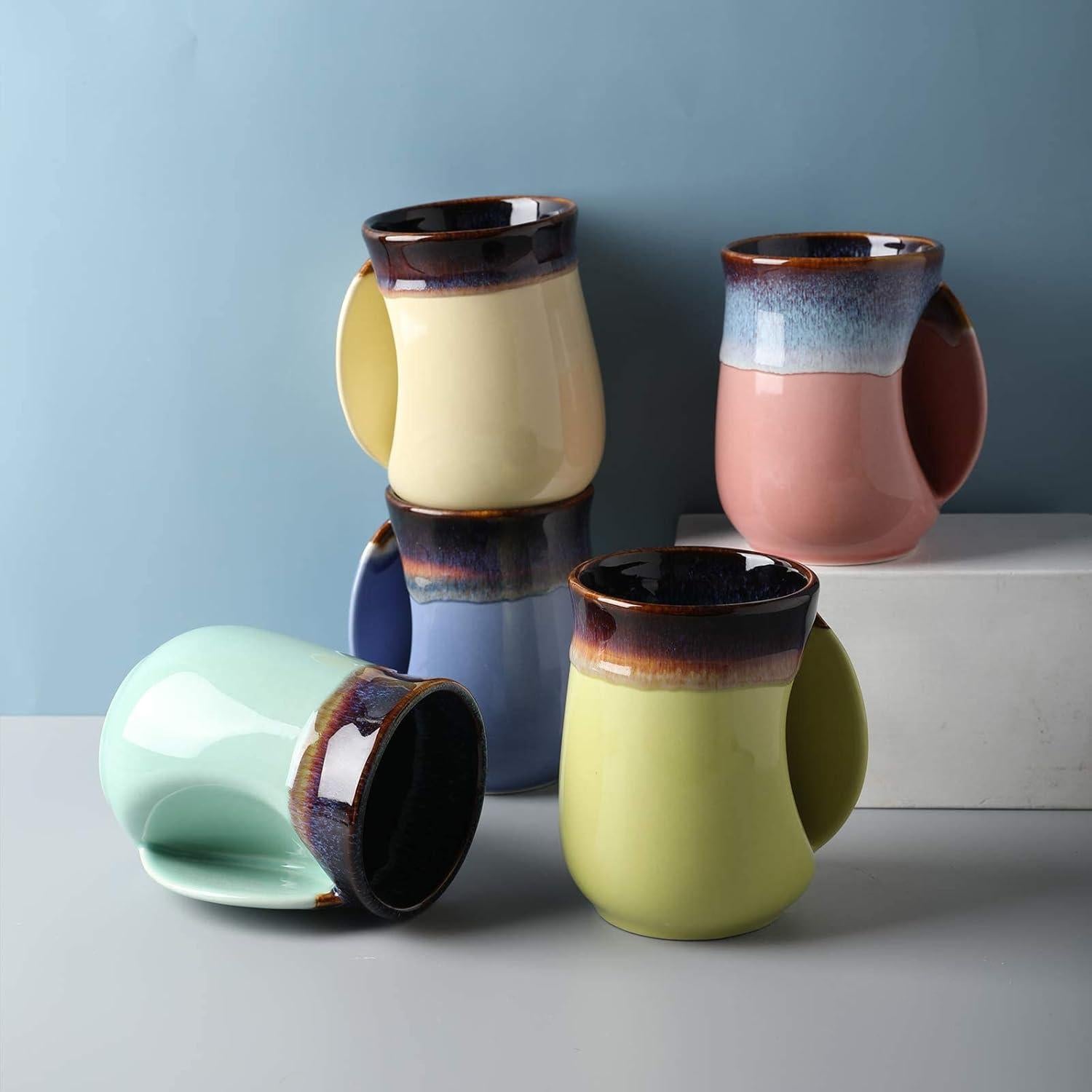 Taza de cerámica Selamica 532ml azul, diseño ergonómico