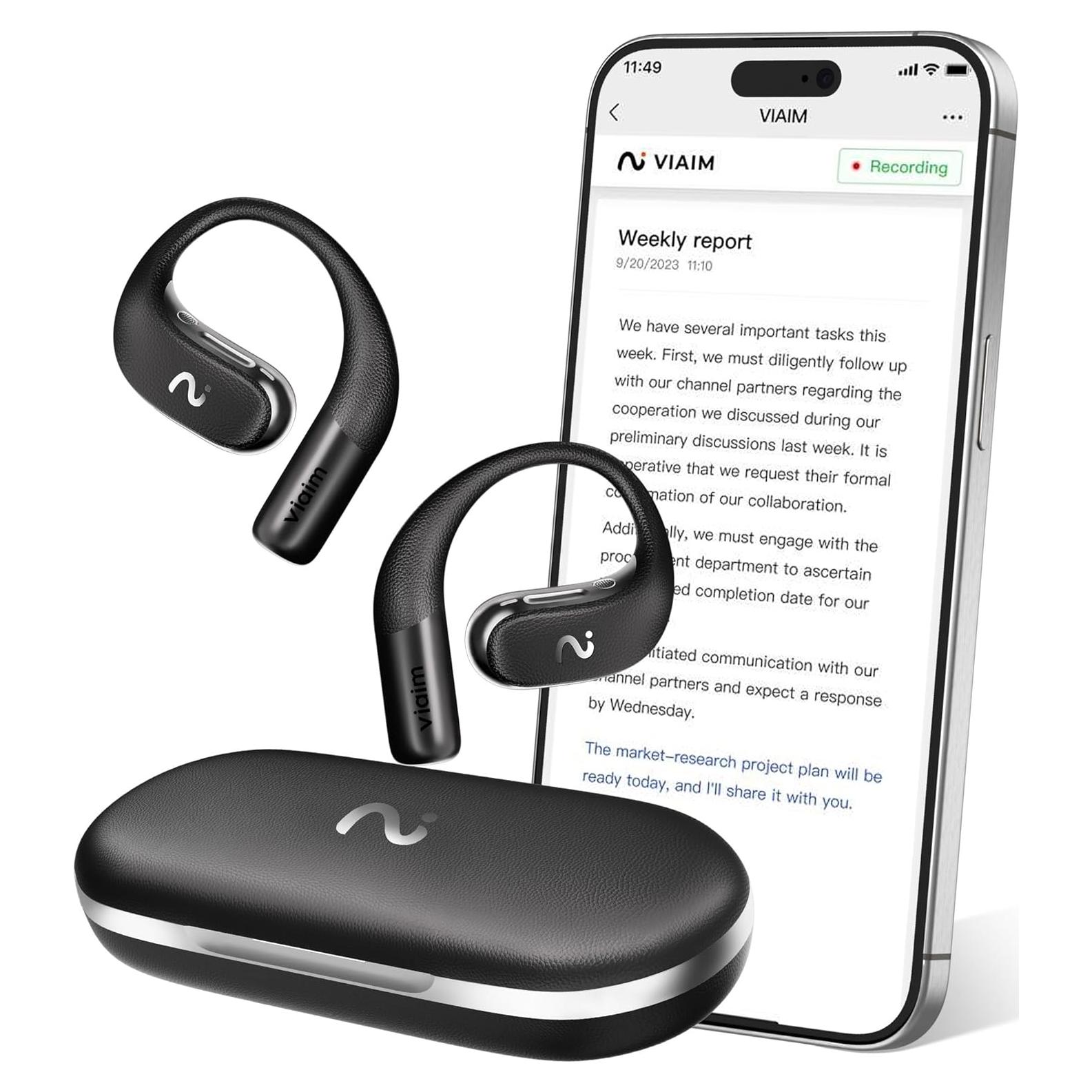 Grabadora AI viaim OpenNote - Auriculares Bluetooth, 53h batería