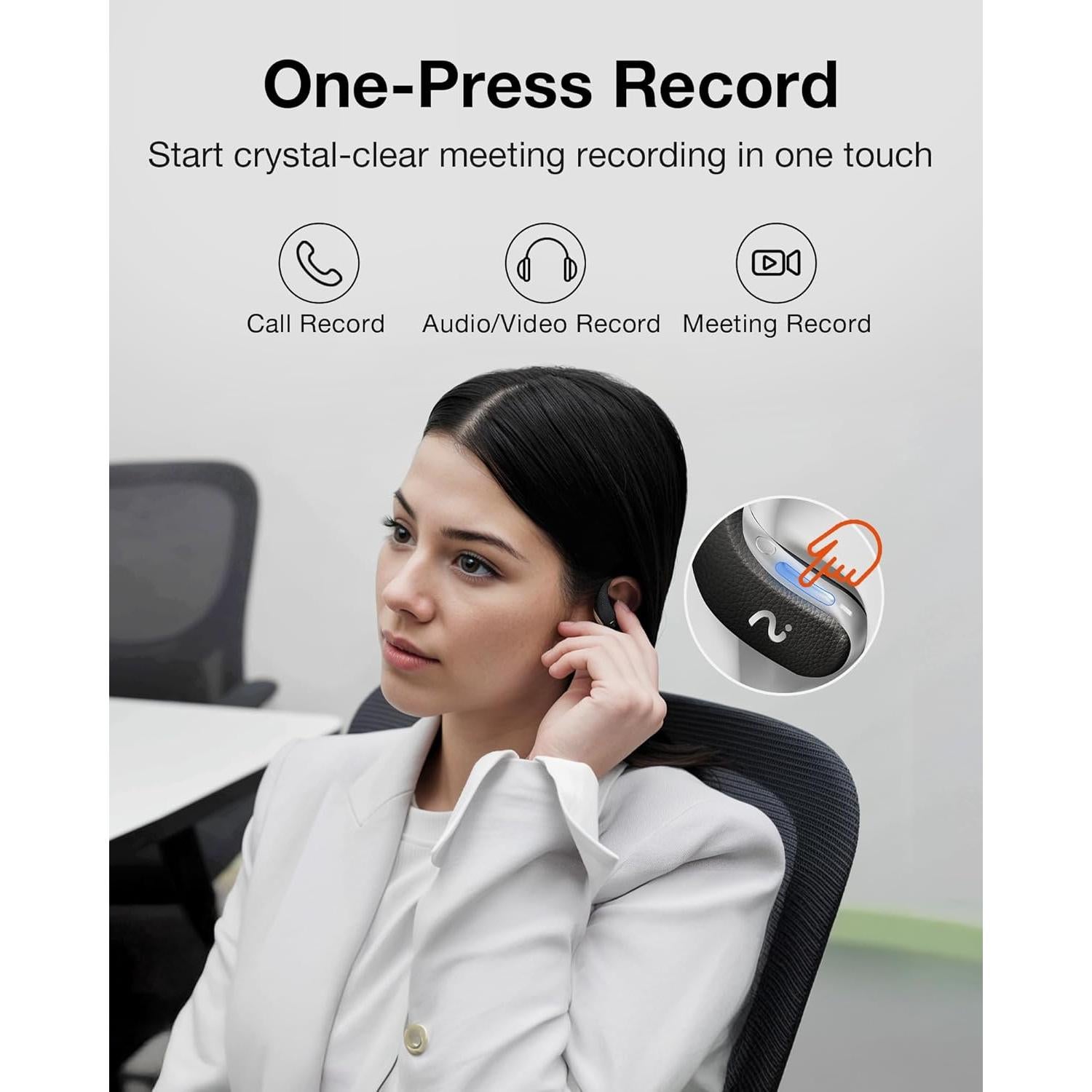 Grabadora AI viaim OpenNote - Auriculares Bluetooth, 53h batería