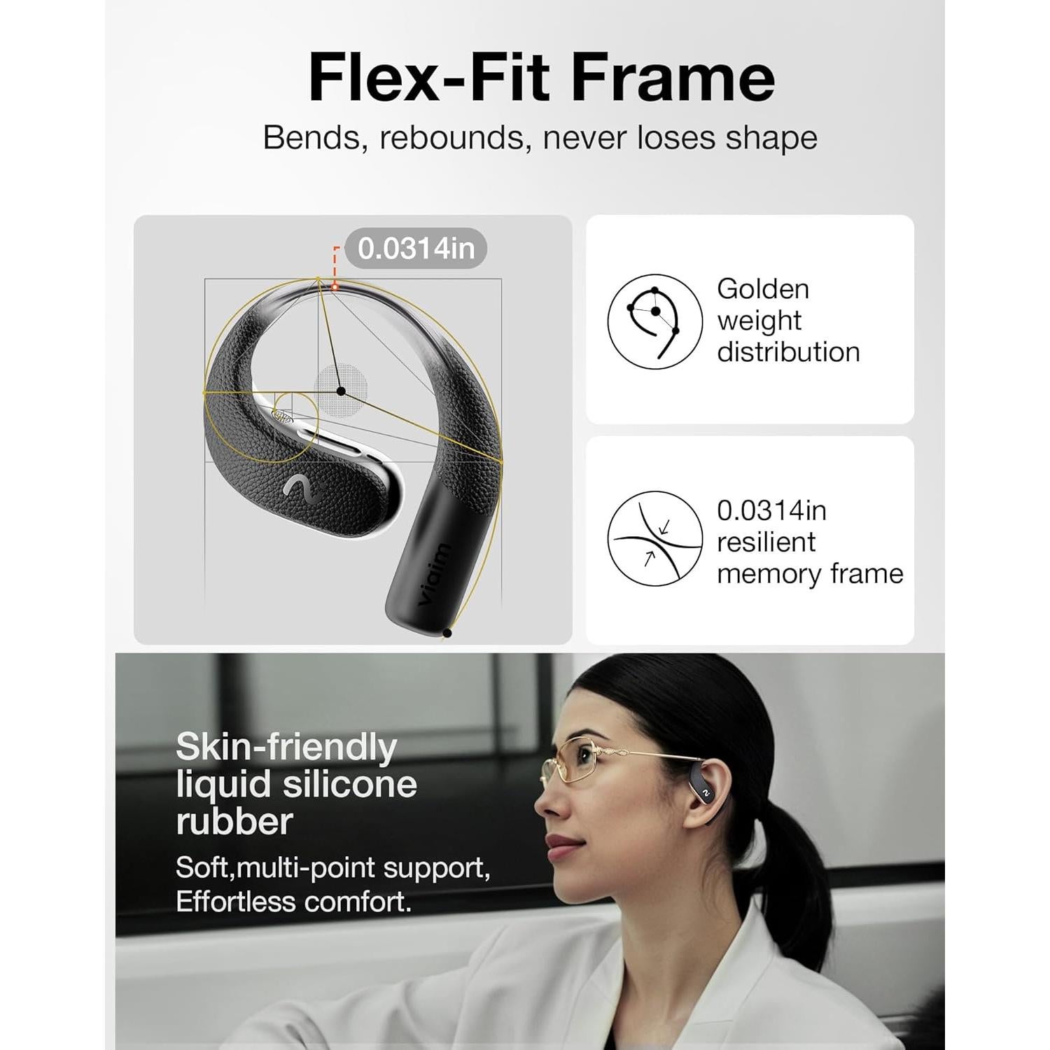 Grabadora AI viaim OpenNote - Auriculares Bluetooth, 53h batería