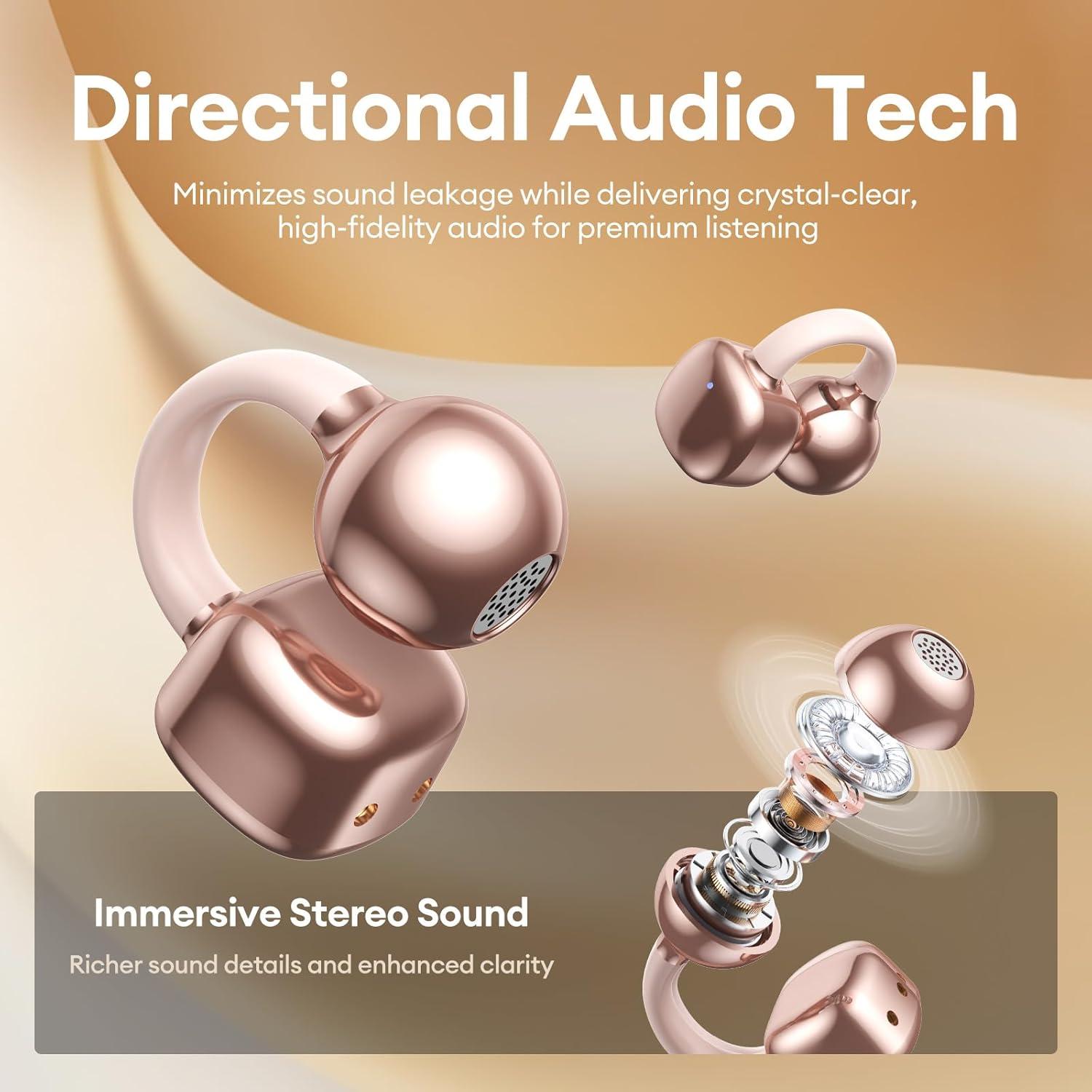 Auriculares Inalámbricos PAXA Clipbuds7 Bluetooth 5.4 Oro Rosa