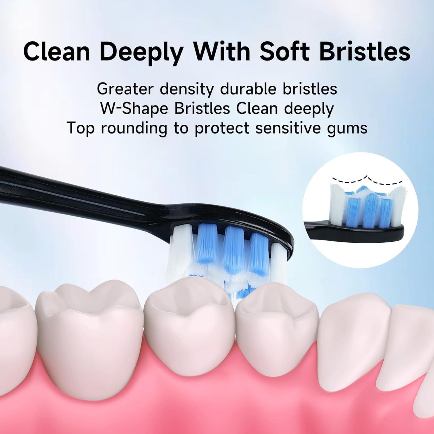 Cepillo de Dientes Eléctrico PERECT Negro, 6 Cabezas, 5 Modos