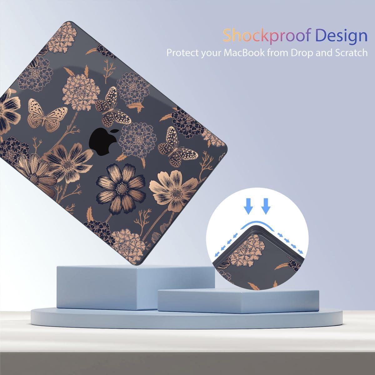 Carcasa Teryeefi para MacBook Air 13.6" M2 M3 M4 Floral