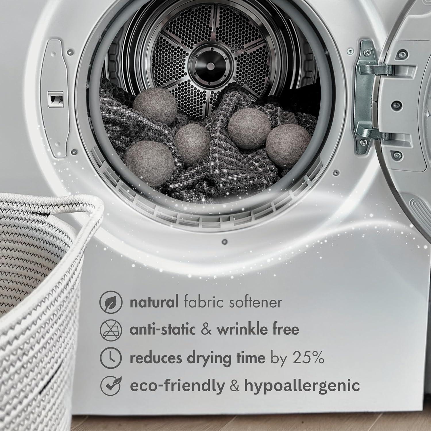 Bolas de Secadora de Lana KĀSA XL 100% Natural 6 Piezas