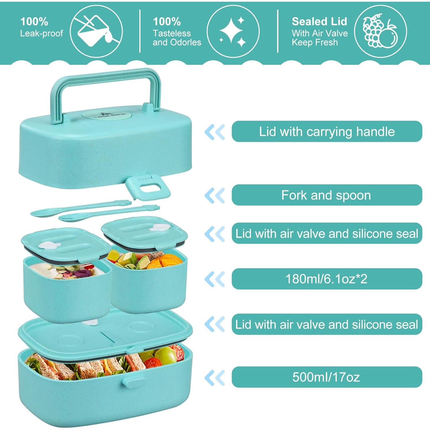 Caja de Almuerzo Bento Pawtong Azul con Termo 227g Aislado