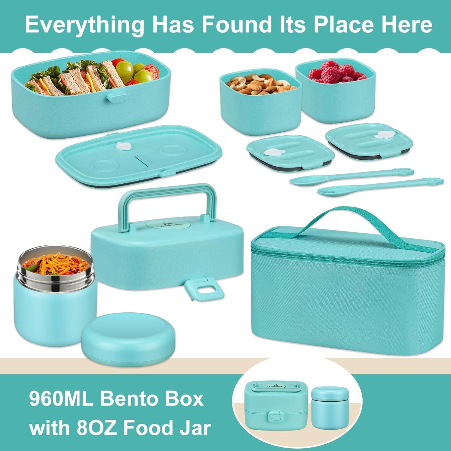 Caja de Almuerzo Bento Pawtong Azul con Termo 227g Aislado