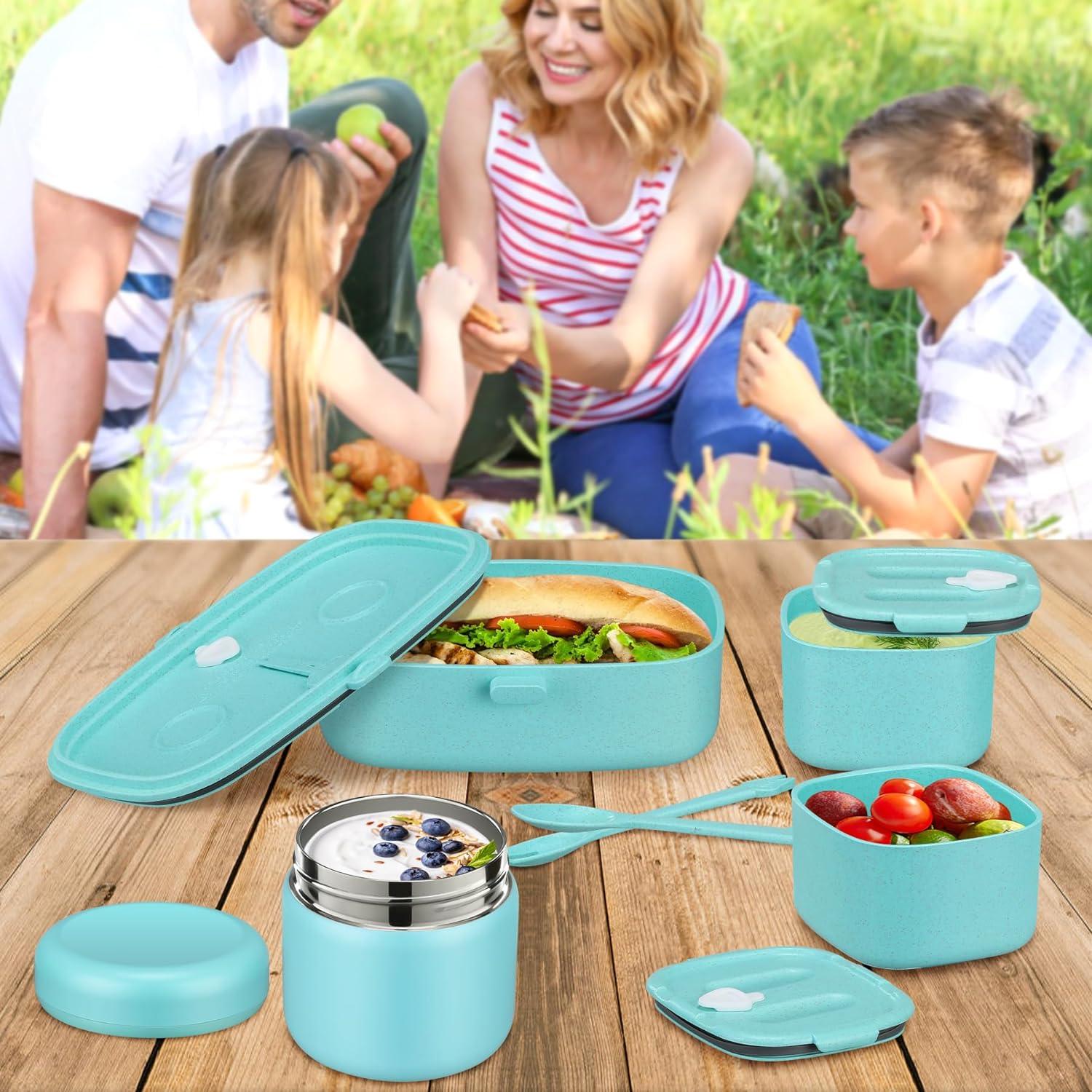 Caja de Almuerzo Bento Pawtong Azul con Termo 227g Aislado