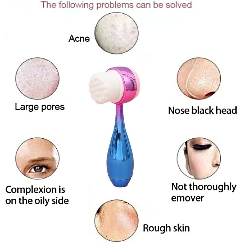 Cepillo Facial de Limpieza 2 en 1 OHES Rosa-Azul Silicona