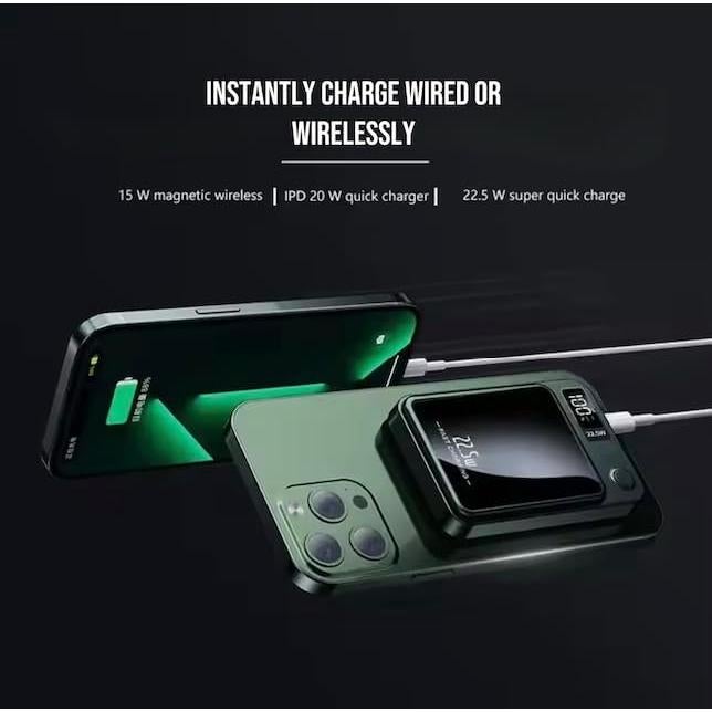 Banco de Poder Magnético 10000mAh Carga Rápida 20W USB-C LED