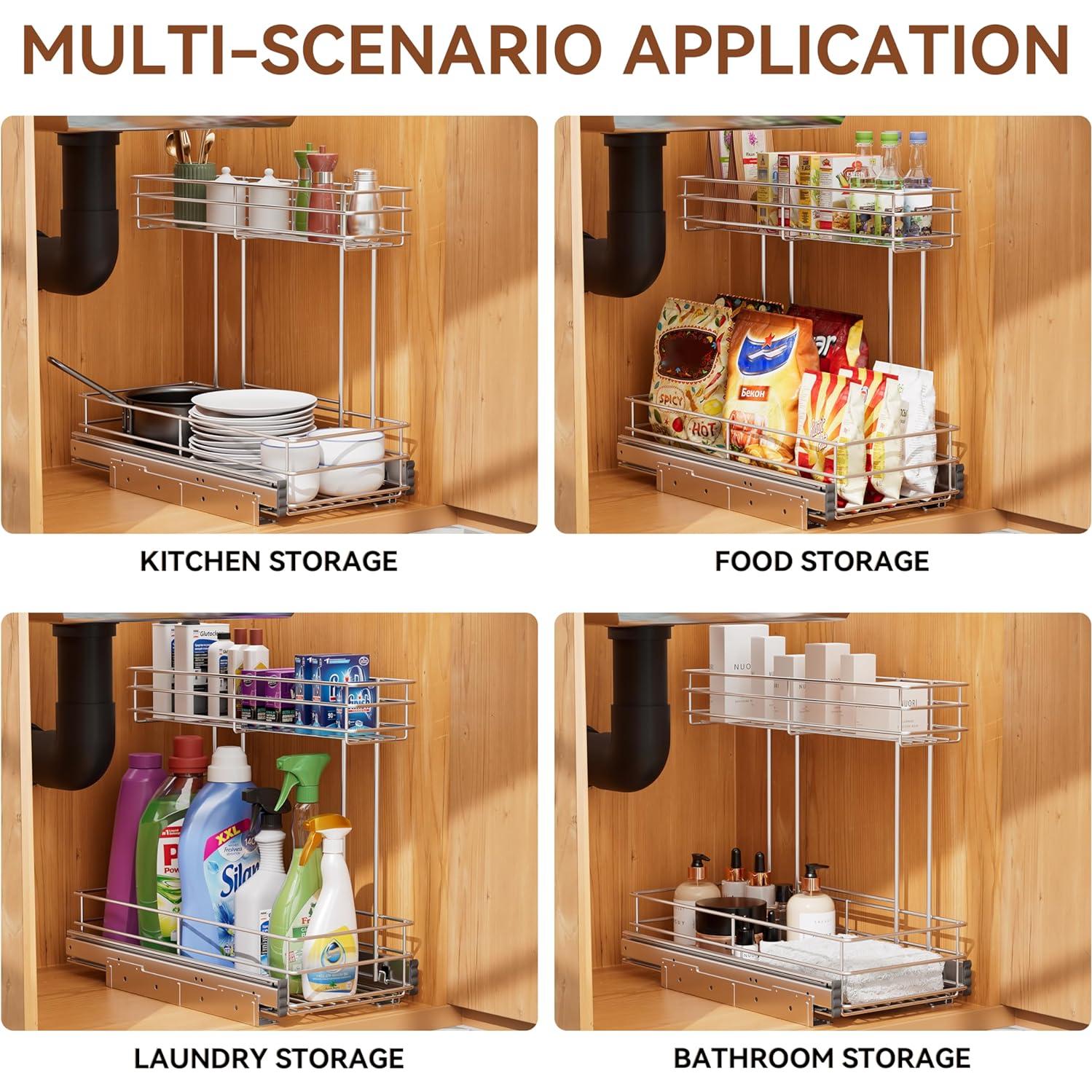 Organizador Bajo Fregadero STORKING 2 Niveles Cromado 40.64 cm