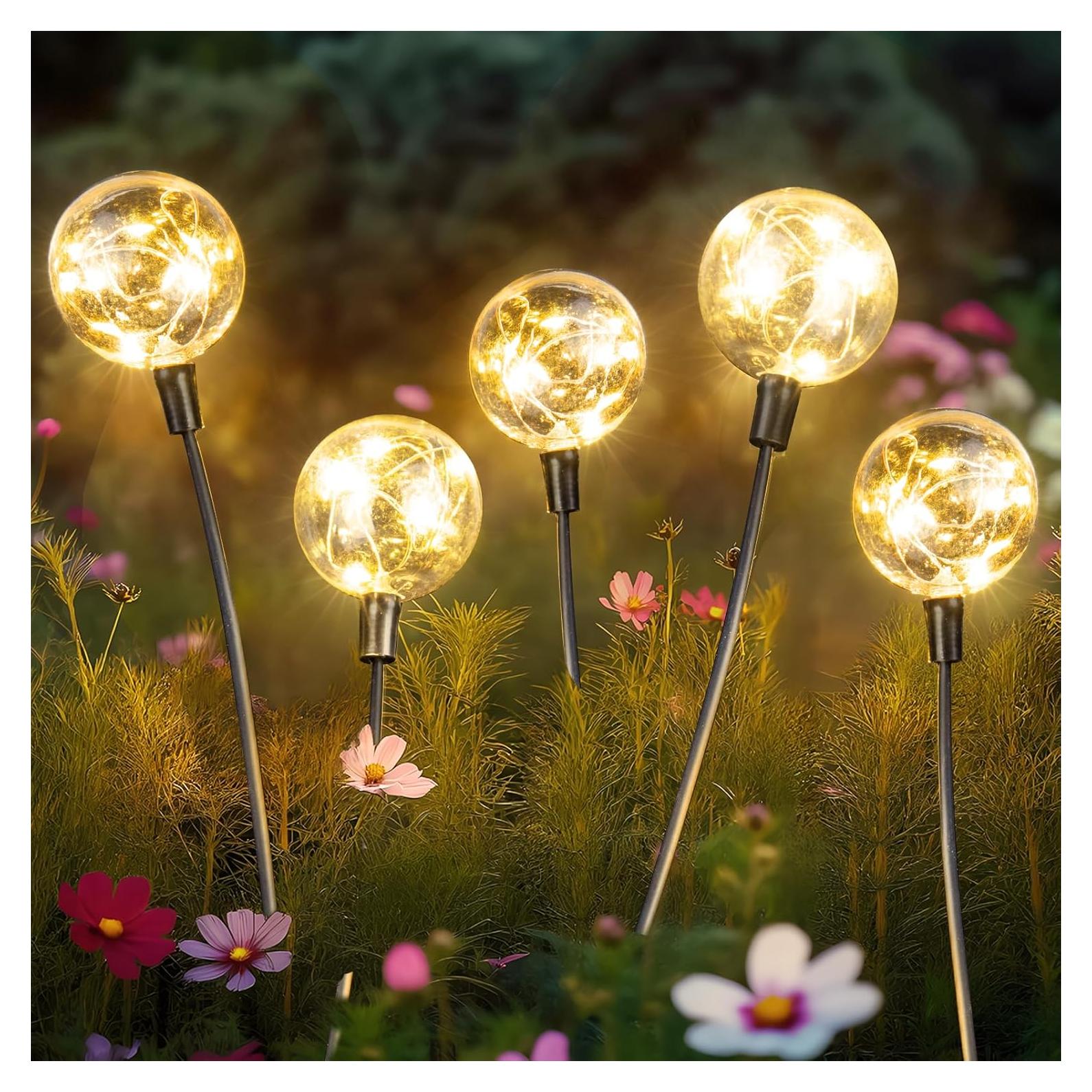 Luces Solares de Globo Figbush 4 Paquetes 16 LED Jardín