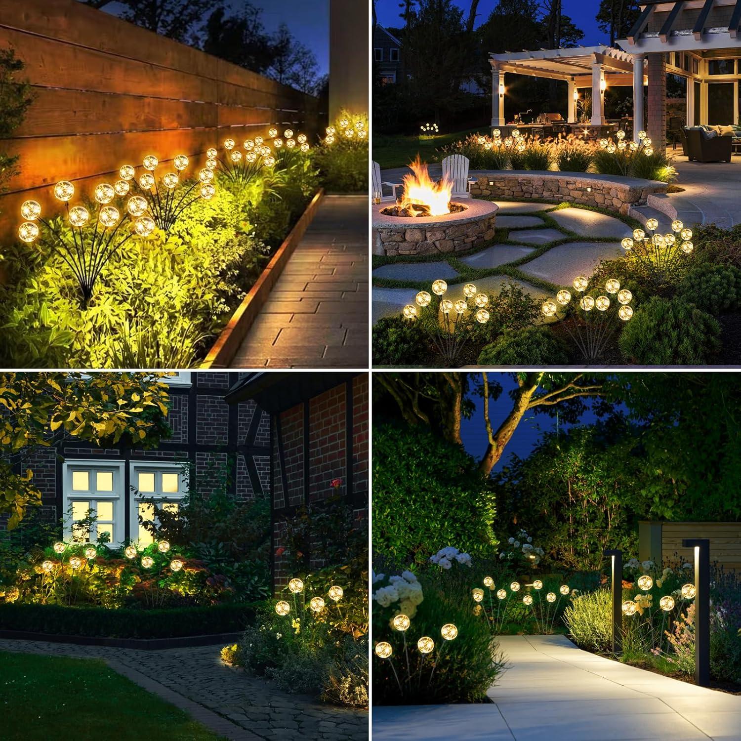 Luces Solares de Globo Figbush 4 Paquetes 16 LED Jardín