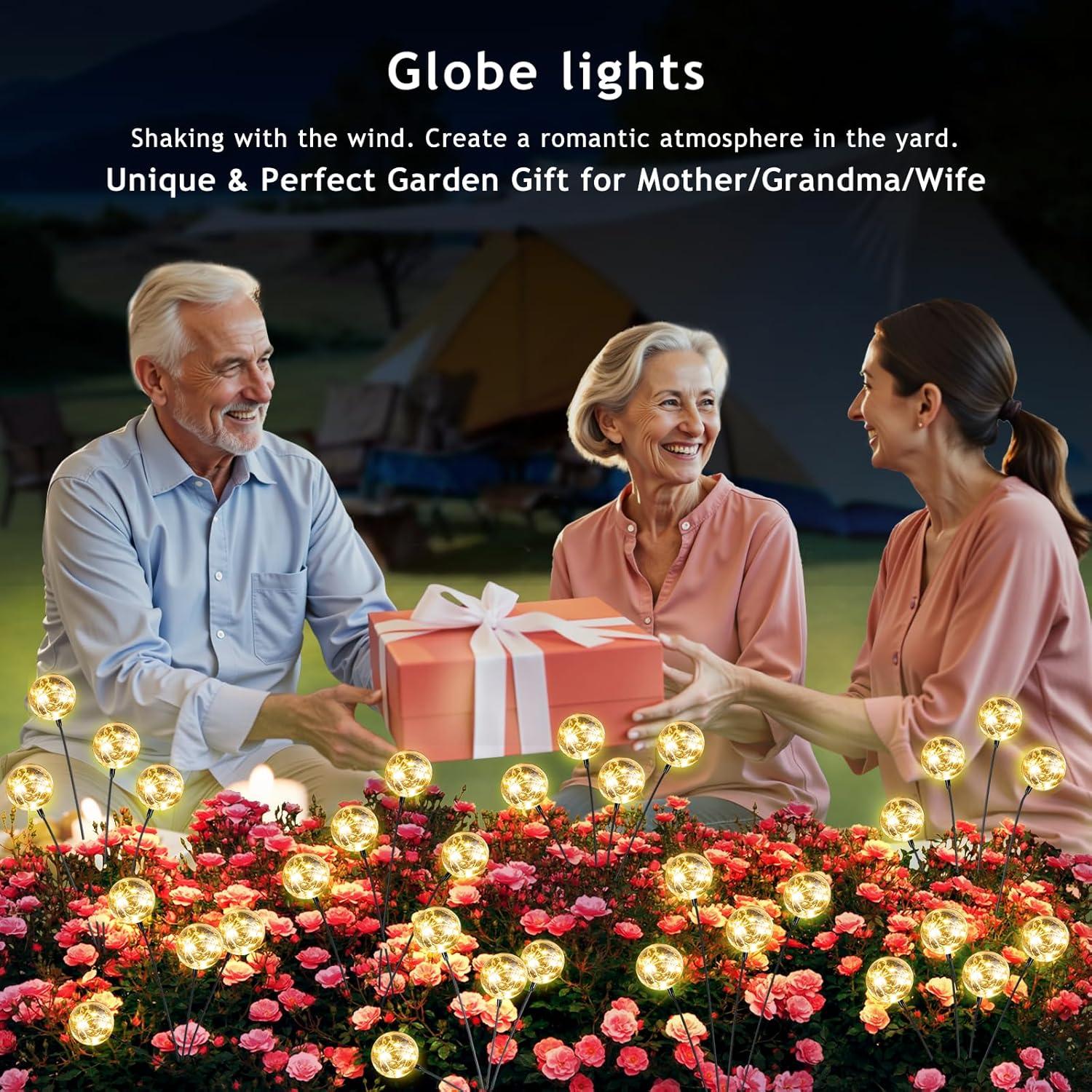 Luces Solares de Globo Figbush 4 Paquetes 16 LED Jardín