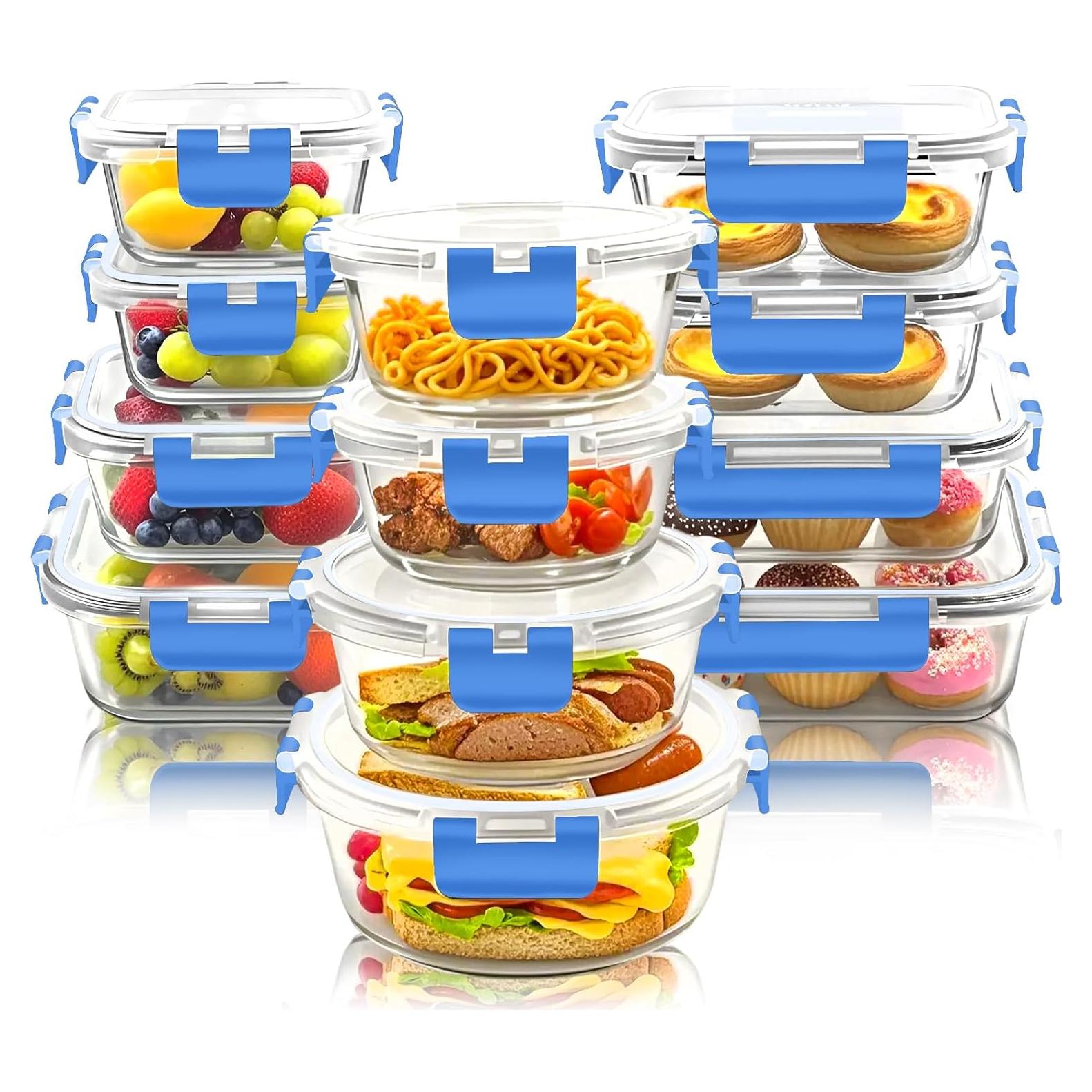 Juego de 12 Contenedores de Almacenamiento de Vidrio Bestfull