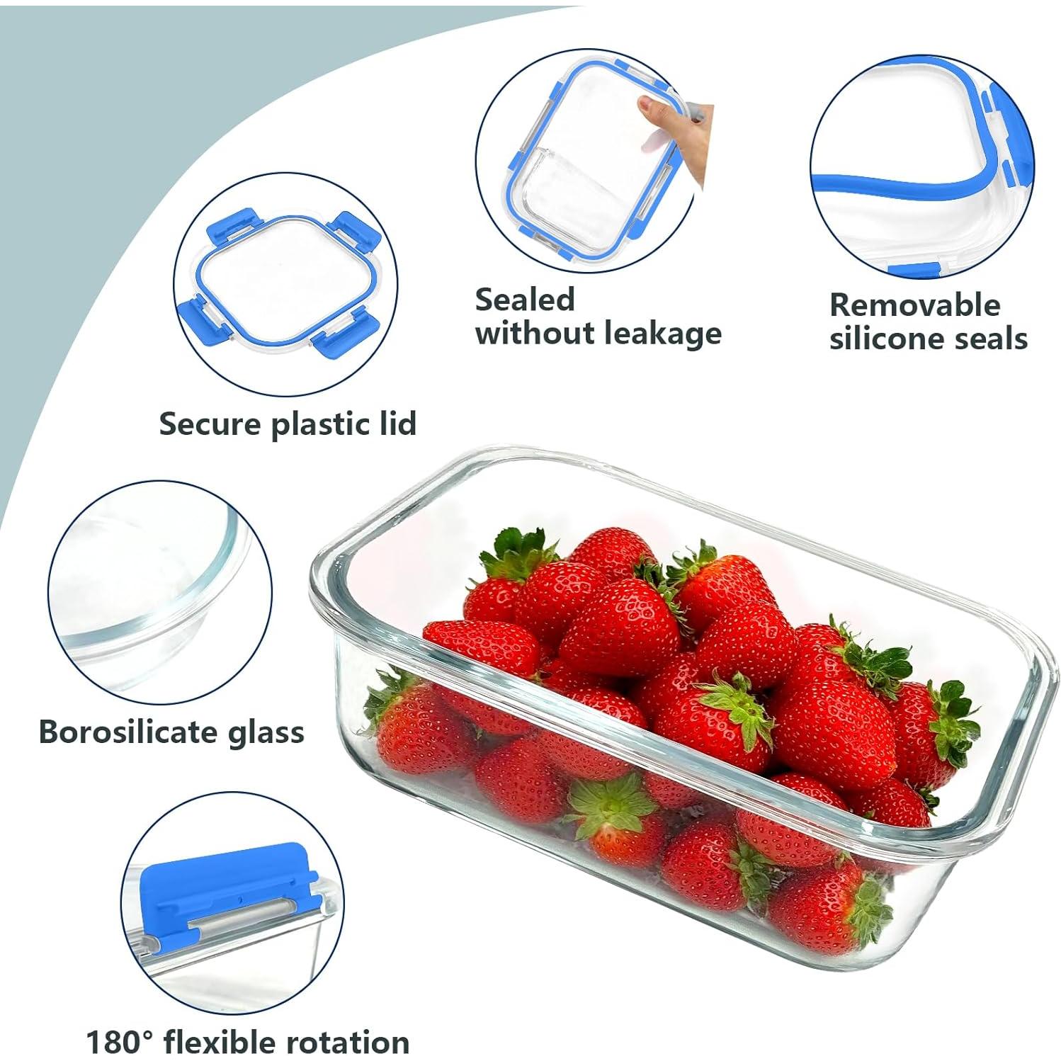 Juego de 12 Contenedores de Almacenamiento de Vidrio Bestfull