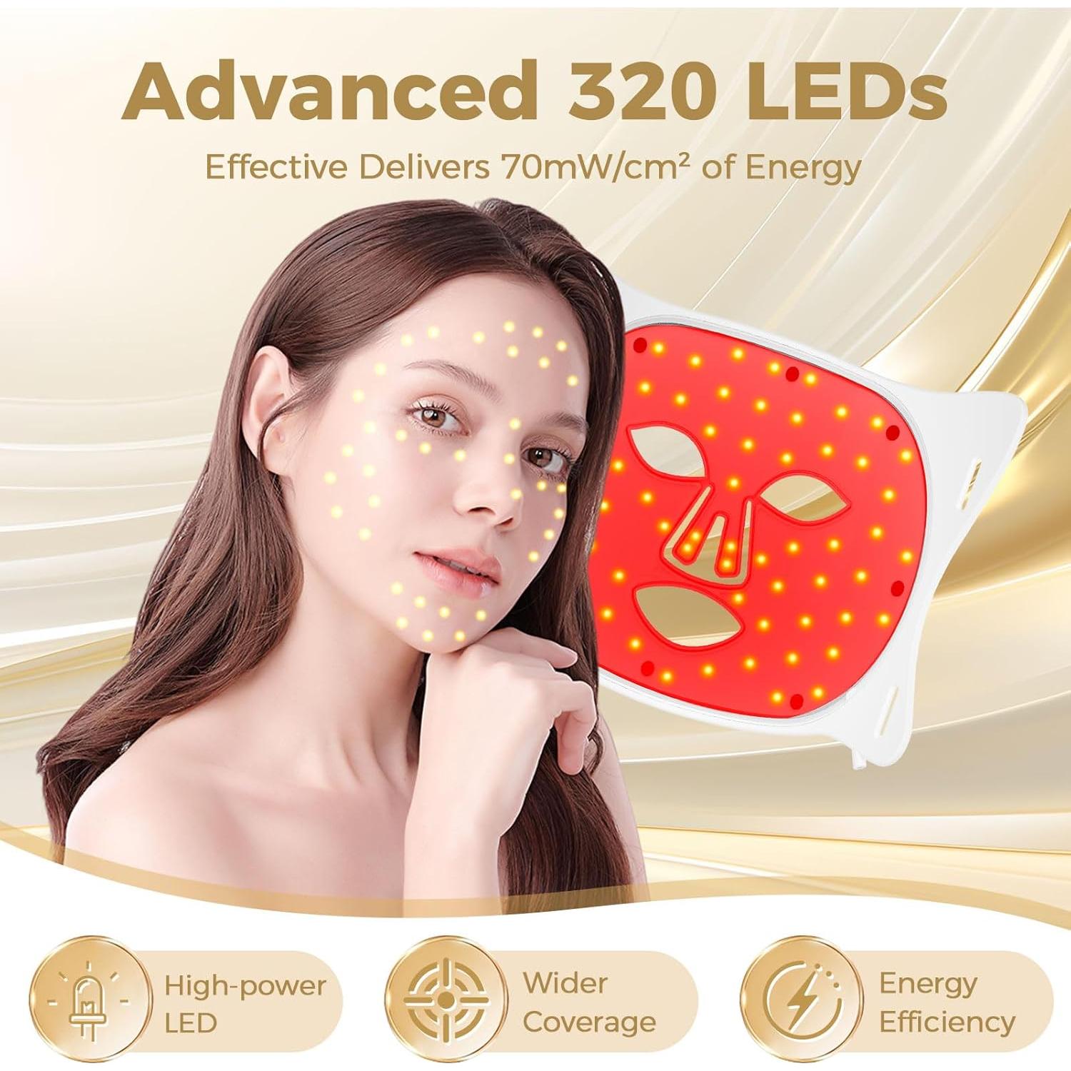 Máscara de Terapia de Luz Roja Lovsheme 320 LEDs Rejuvenecimiento
