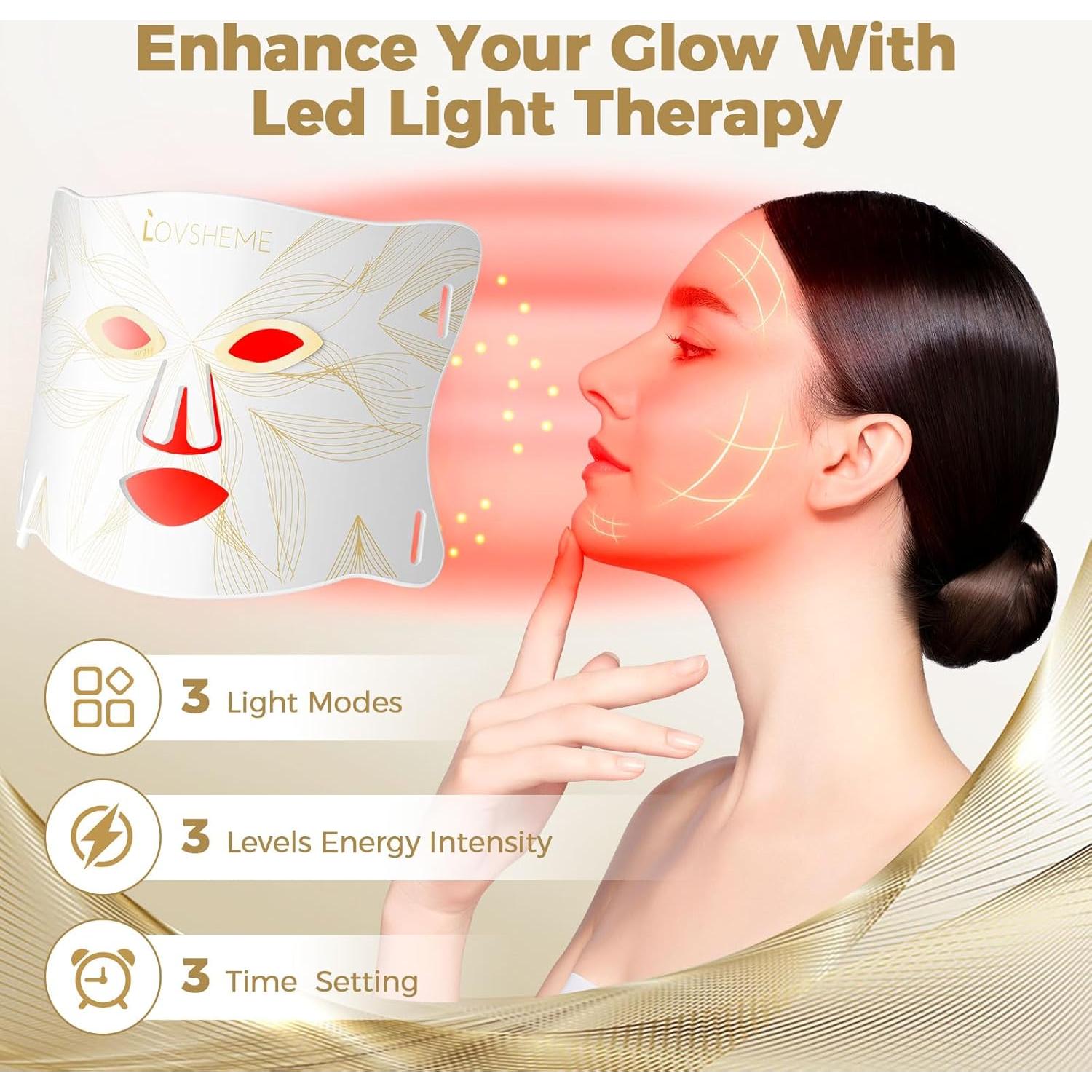 Máscara de Terapia de Luz Roja Lovsheme 320 LEDs Rejuvenecimiento