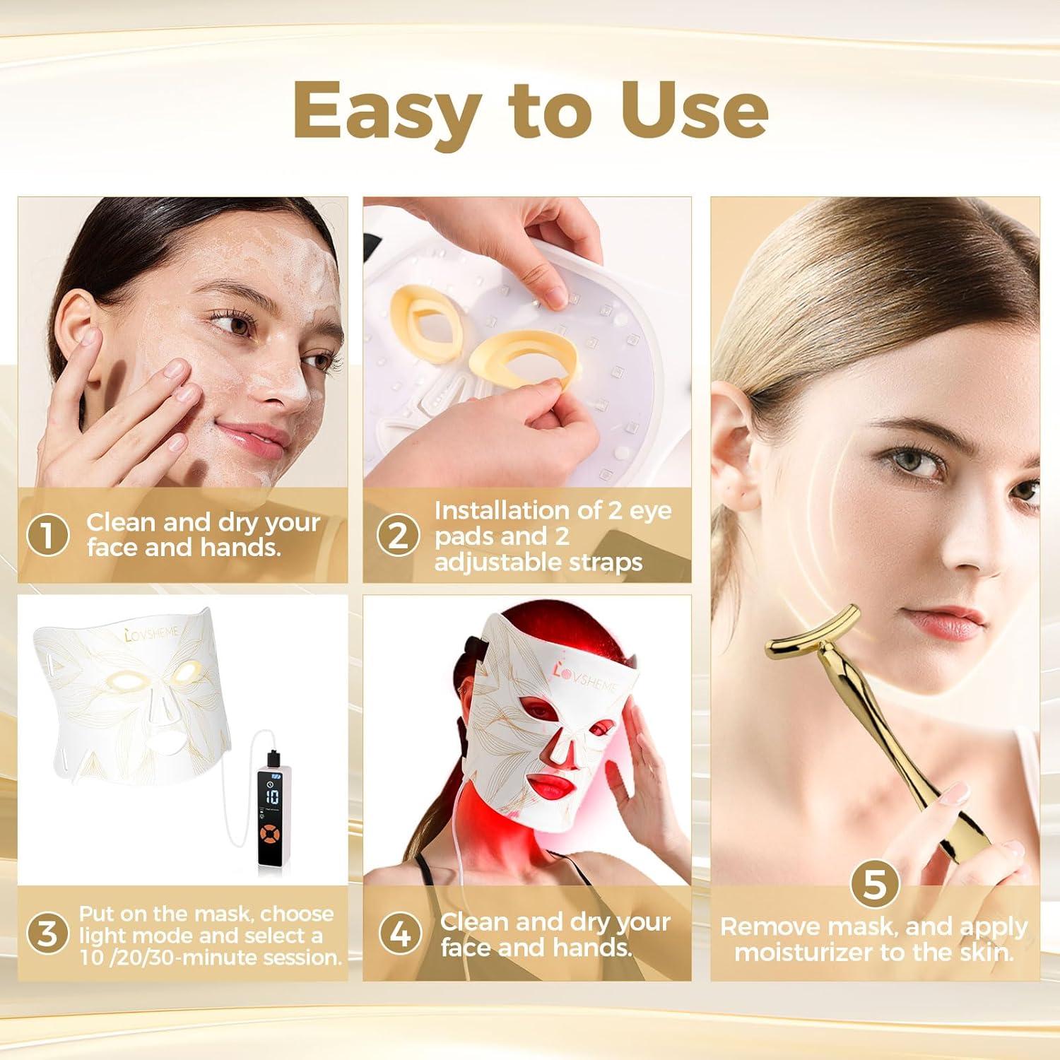 Máscara de Terapia de Luz Roja Lovsheme 320 LEDs Rejuvenecimiento