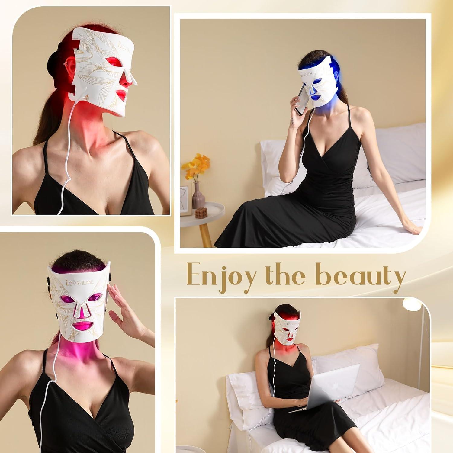 Máscara de Terapia de Luz Roja Lovsheme 320 LEDs Rejuvenecimiento