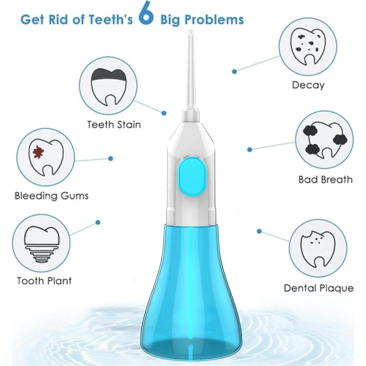 Hilo Dental Inalámbrico Portátil Shouken con 3 Cabezales