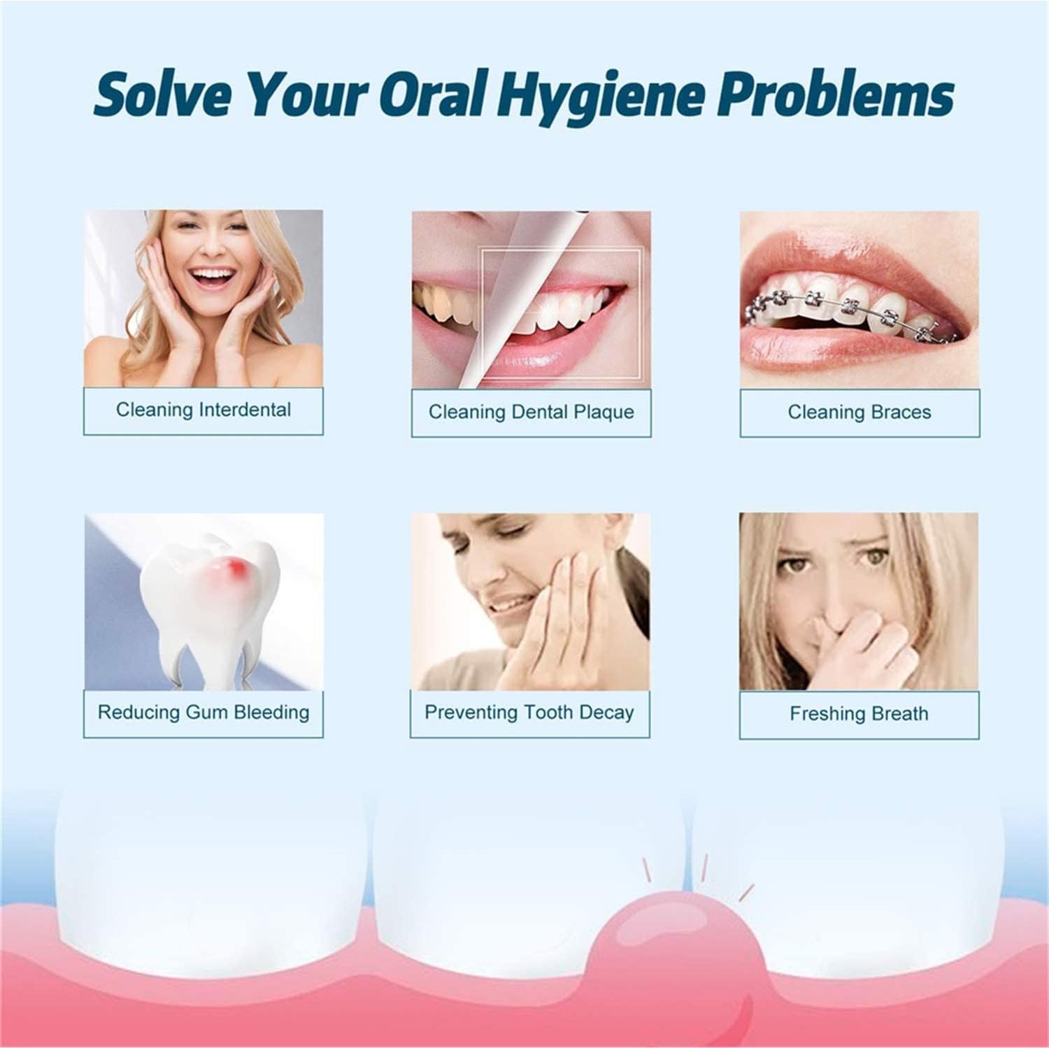 Hilo Dental Inalámbrico Portátil Shouken con 3 Cabezales