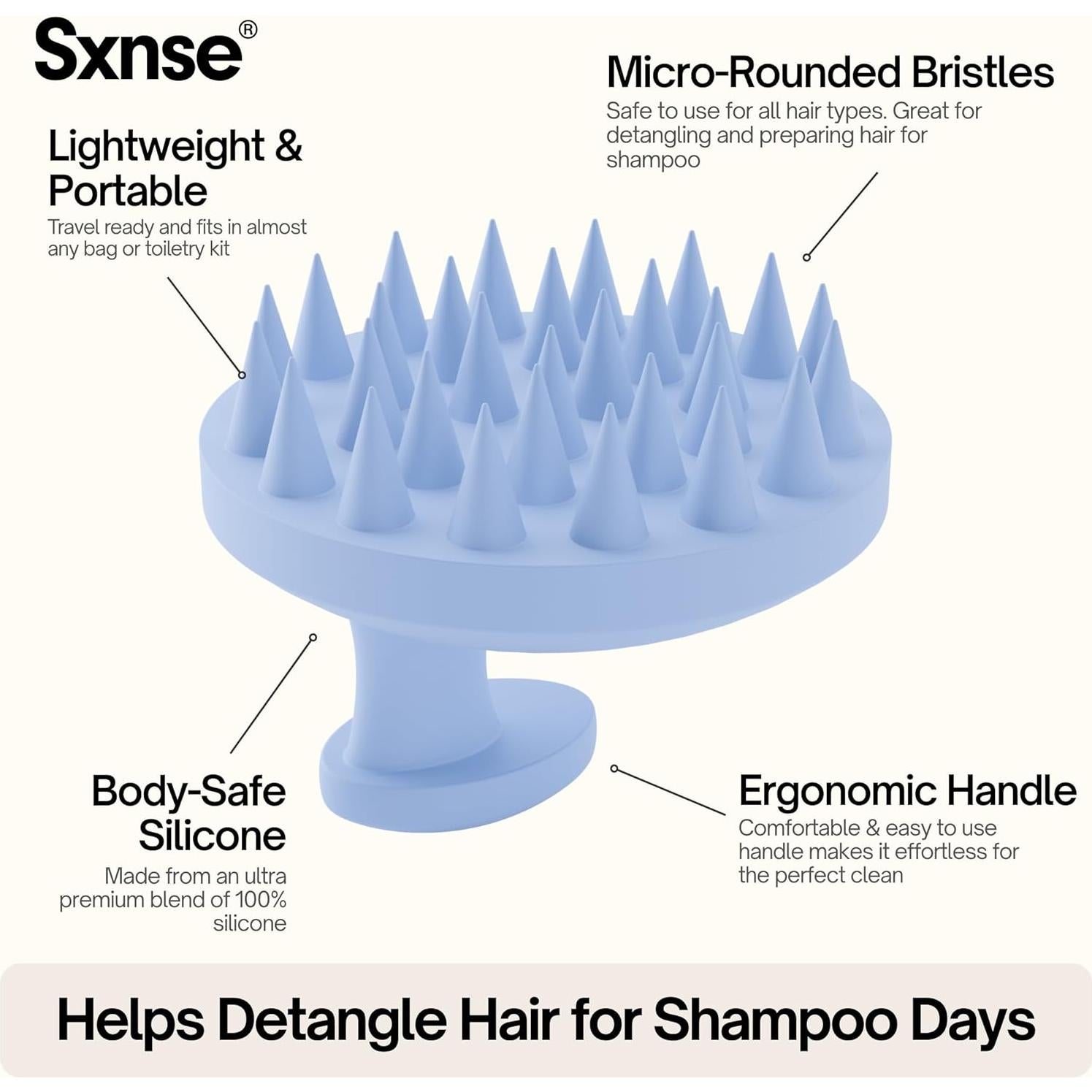 Masajeador de Cuero Cabelludo SXNSE Ártico - Silicona Suave 130g