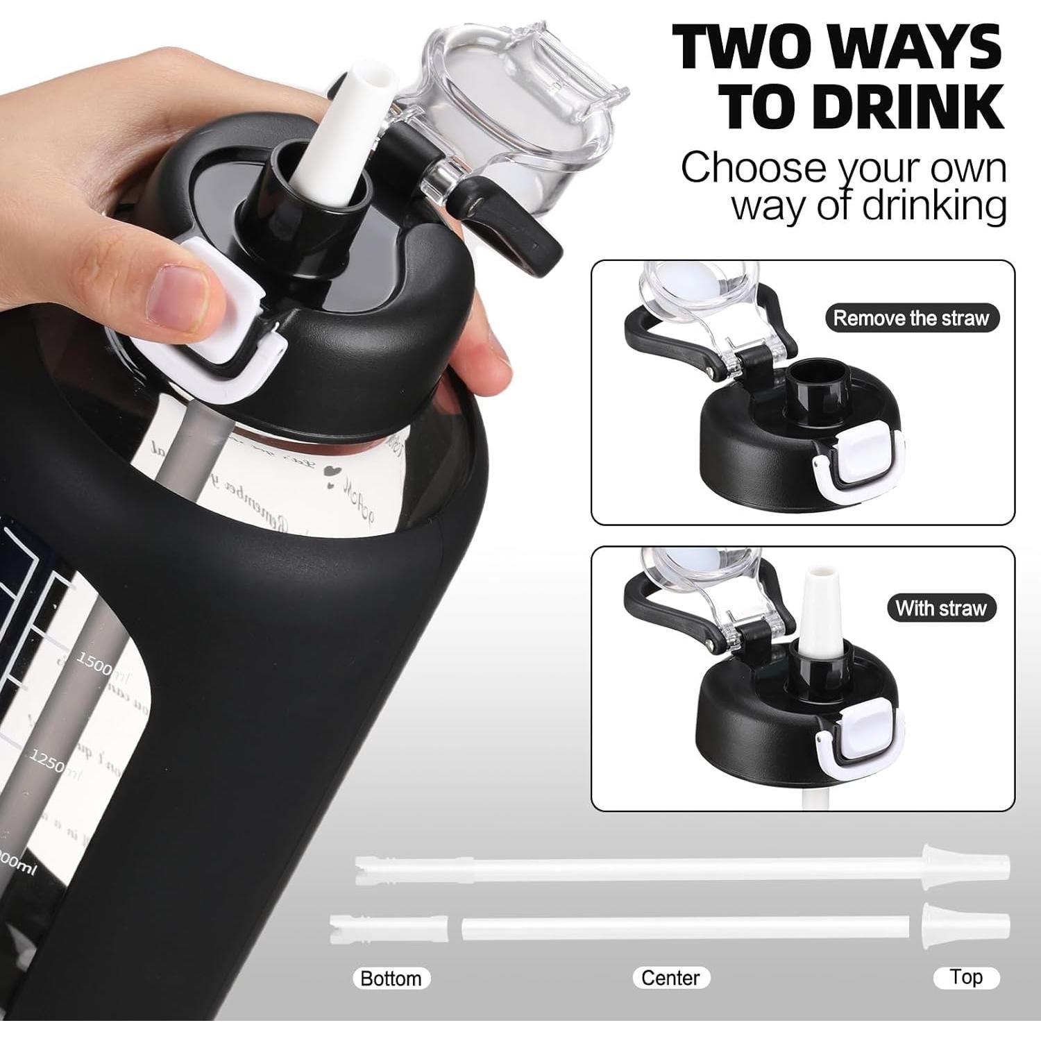 Botella de Agua de Vidrio 0.91L Chunmo con Pajilla y Manga