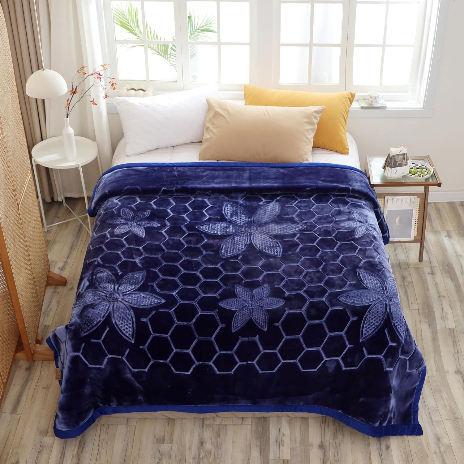 Manta Reversible Hiyoko 215x241 cm Azul/Navy Microfibra