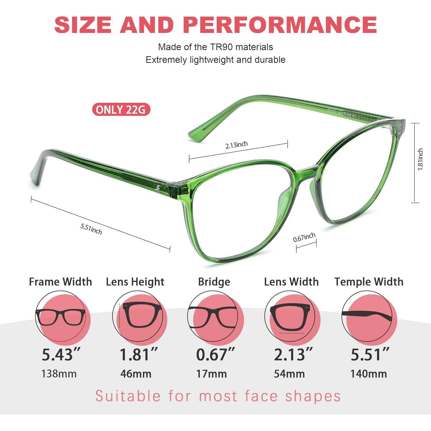 Gafas de Bloqueo de Luz Azul JFXQDR RF6208 Verde Albahaca