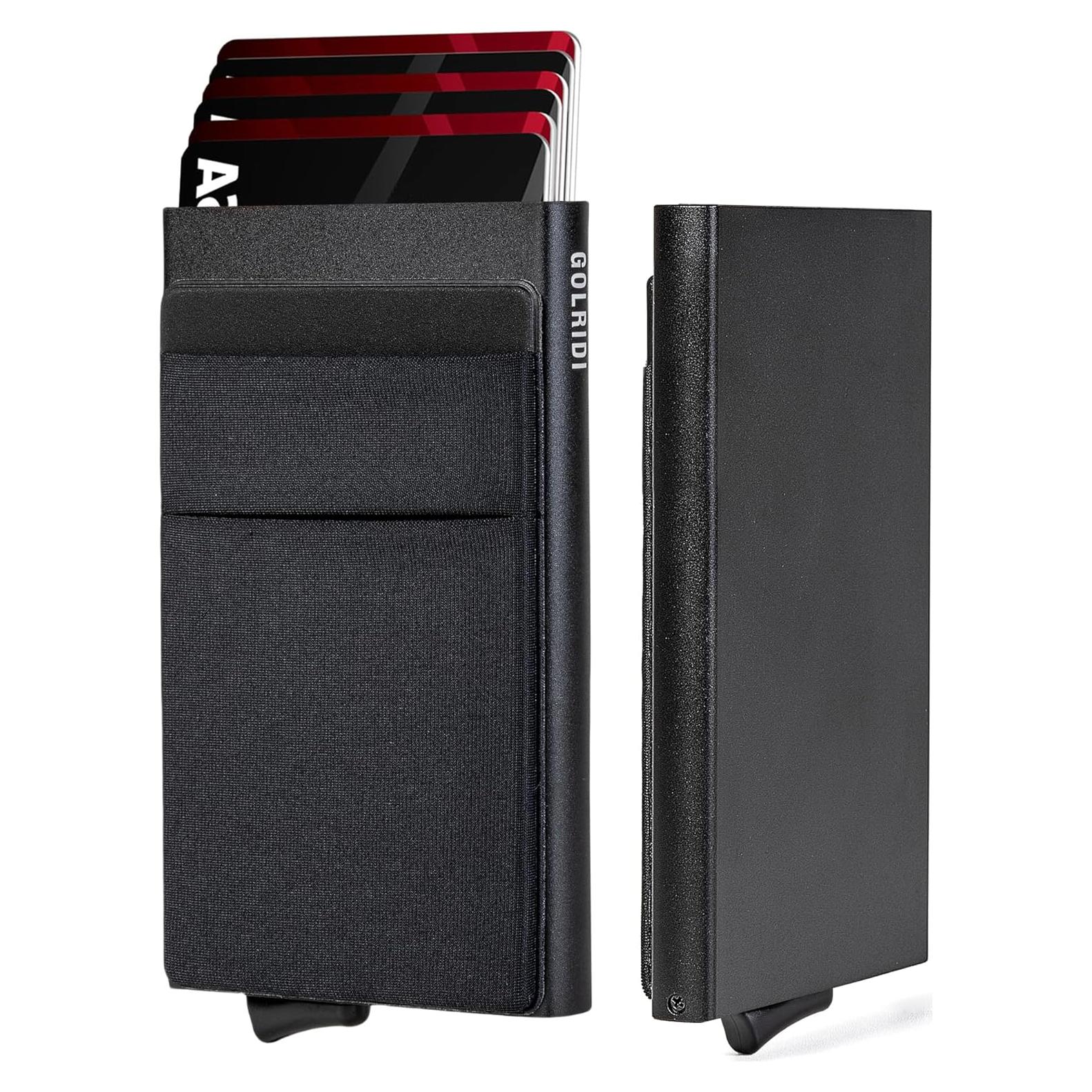 Billetera Slim para Hombres RFID Minimalista Negro Mate