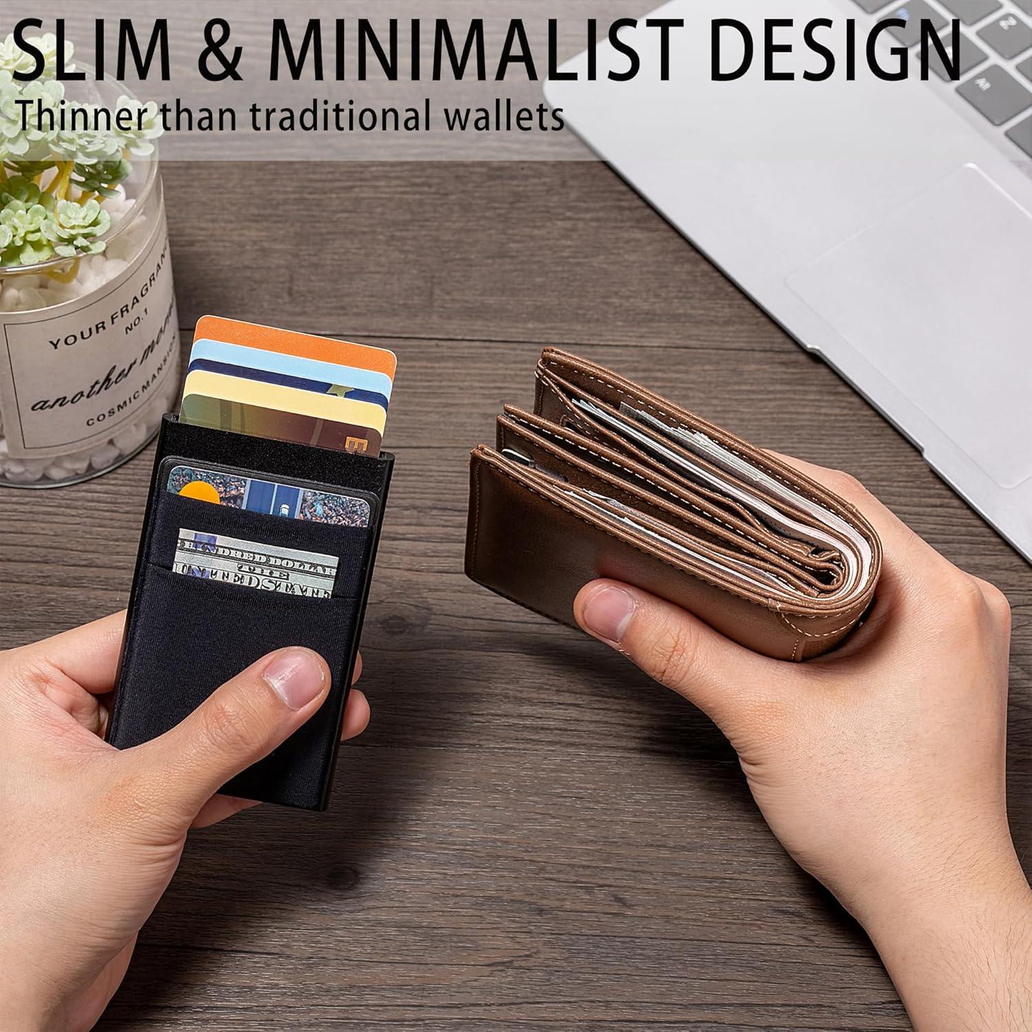 Billetera Slim para Hombres RFID Minimalista Negro Mate