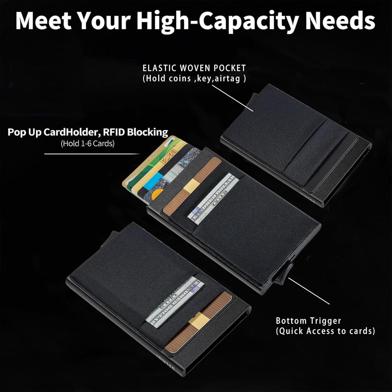 Billetera Slim para Hombres RFID Minimalista Negro Mate