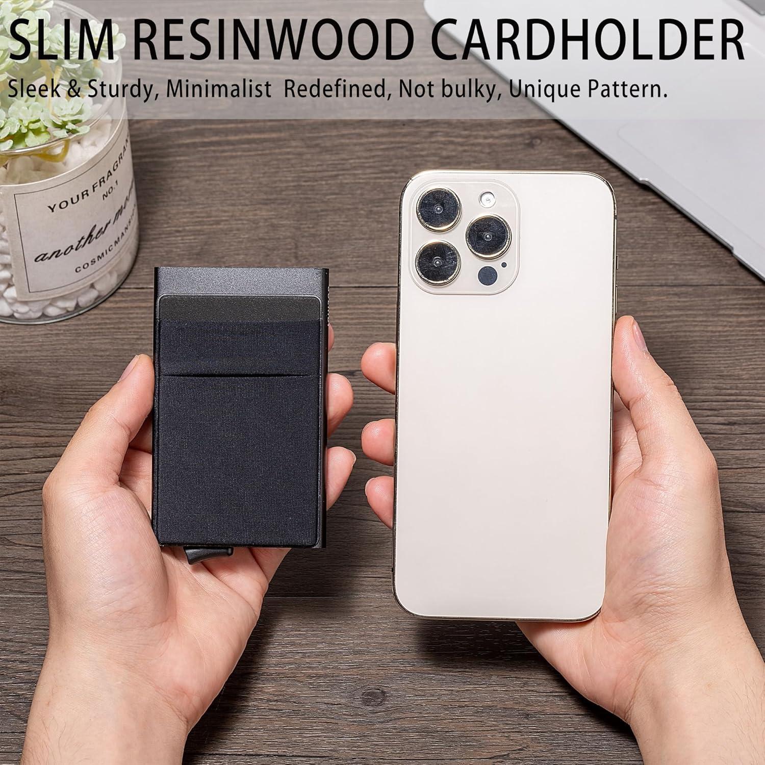 Billetera Slim para Hombres RFID Minimalista Negro Mate