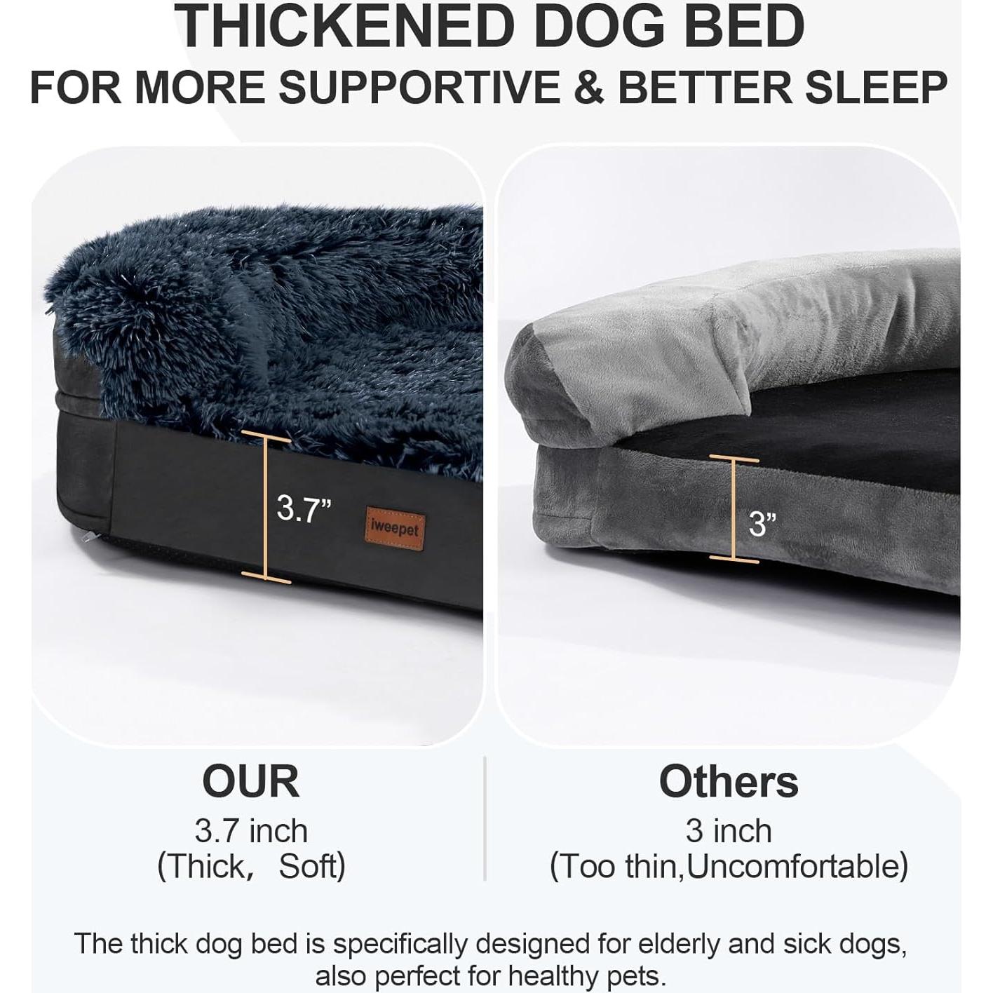 Cama Ortopédica para Perros Iweepet 104.9x82.8cm Negra