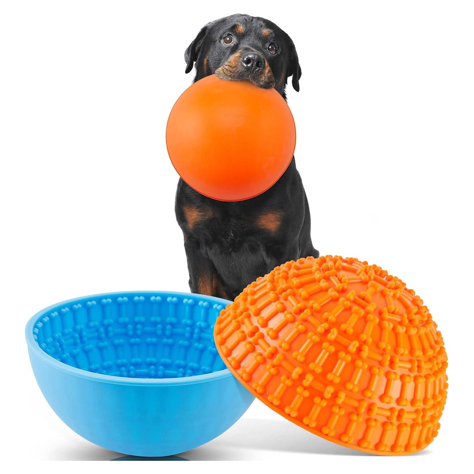 Tazón Lamer para Perros Patelai - Silicona, 2 Pcs, Hueso