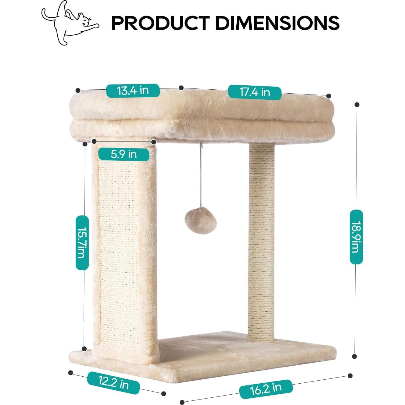 Árbol para Gatos Pequeños SYANDLVY con Rascador y Percha Beige