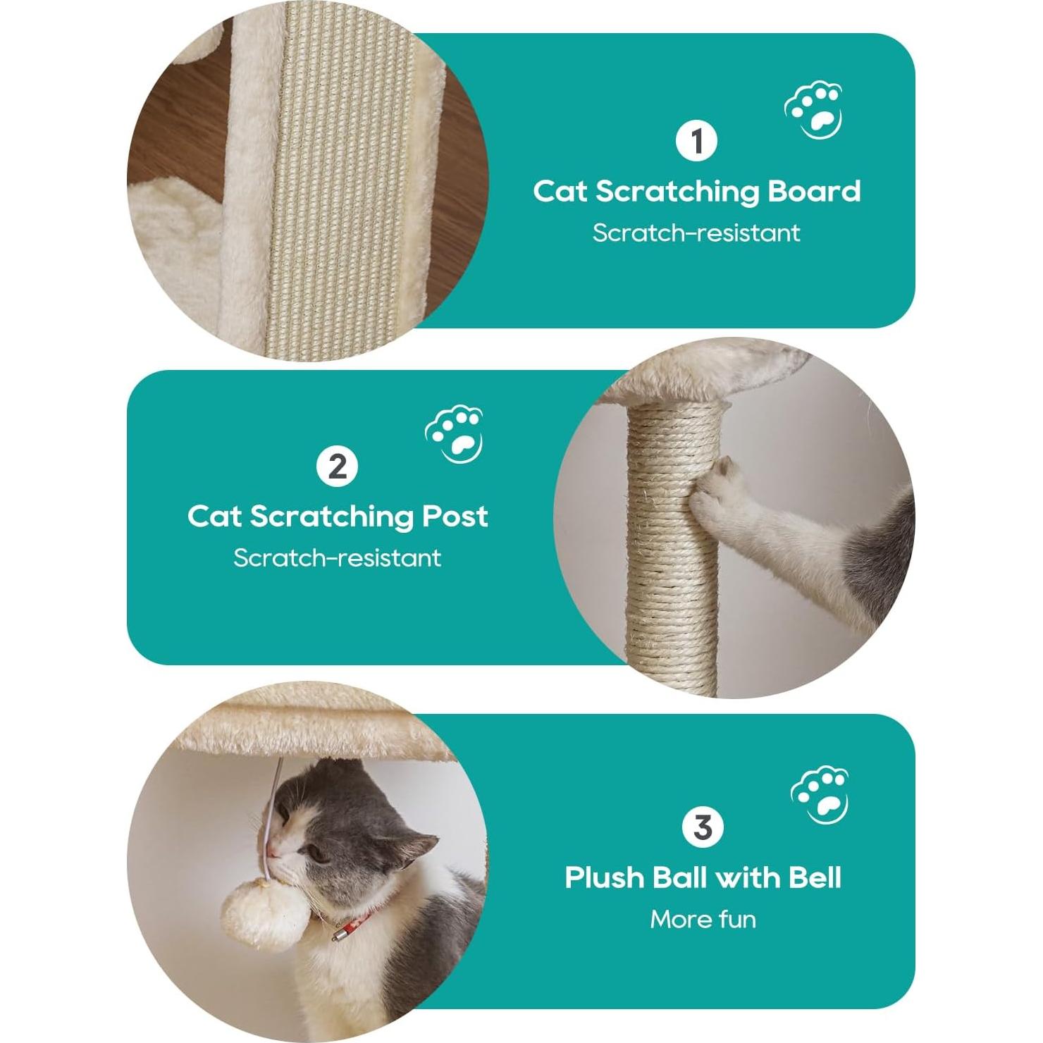 Árbol para Gatos Pequeños SYANDLVY con Rascador y Percha Beige