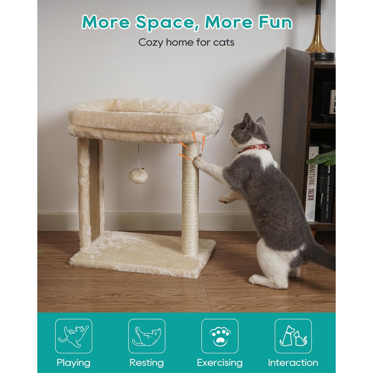 Árbol para Gatos Pequeños SYANDLVY con Rascador y Percha Beige