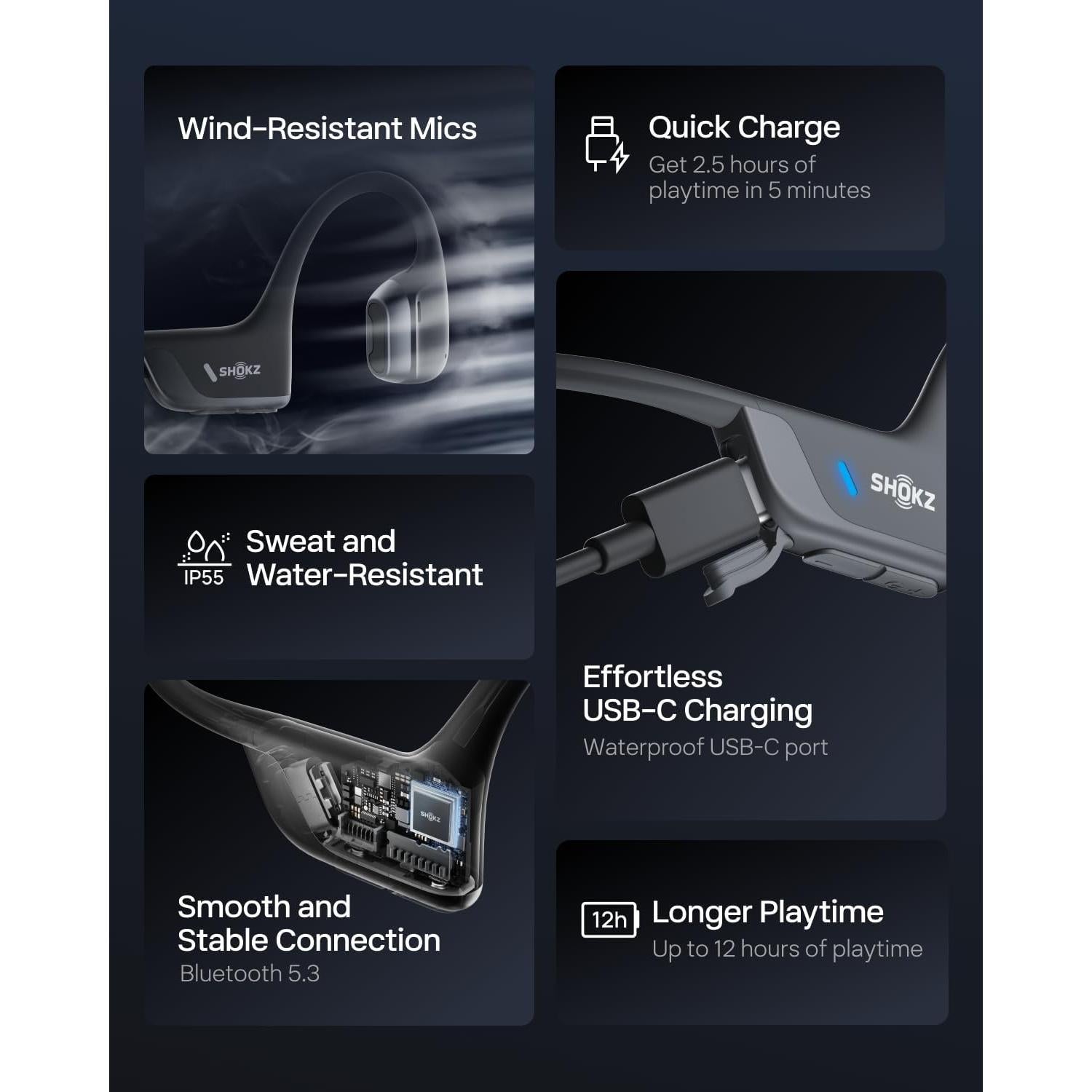 Auriculares Inalámbricos SHOKZ OpenRun Pro 2 Mini - Conducción Ósea, Resistentes al Sudor, 12h Batería