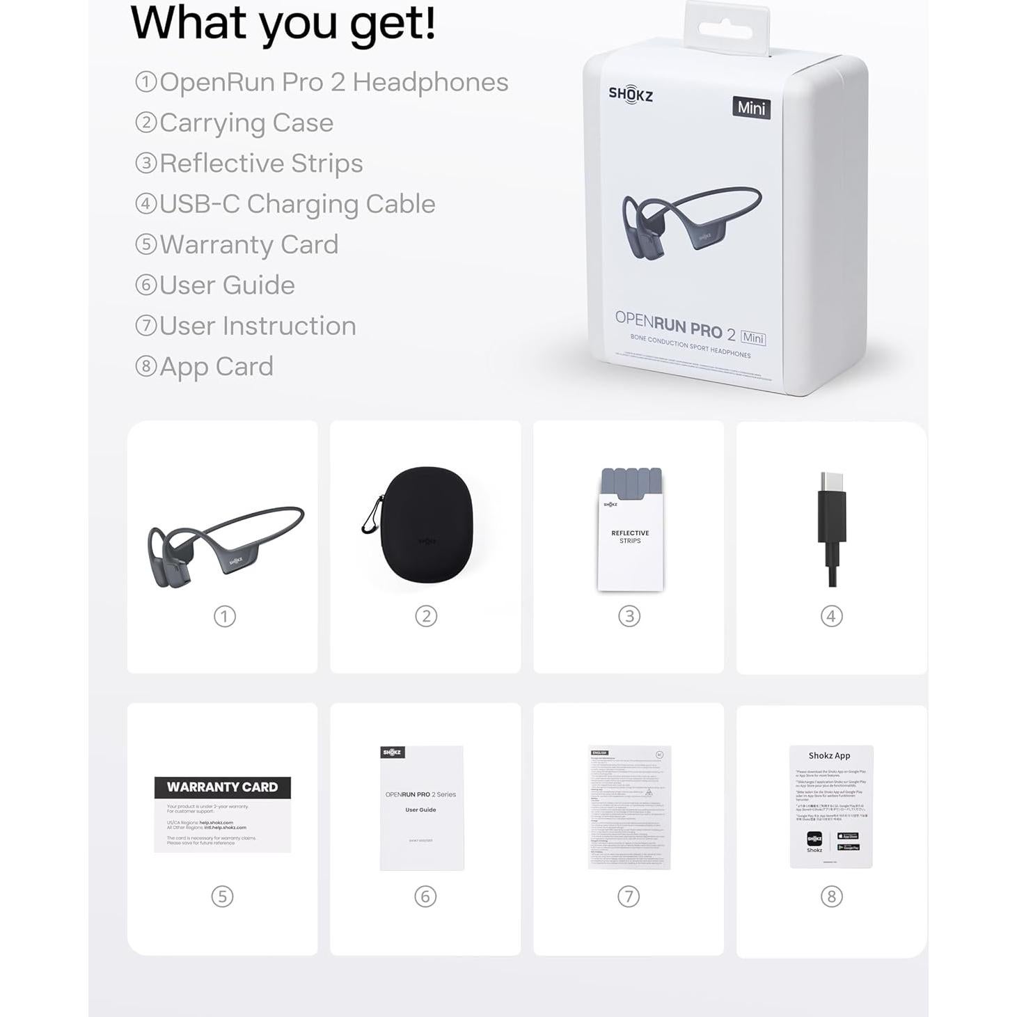 Auriculares Inalámbricos SHOKZ OpenRun Pro 2 Mini - Conducción Ósea, Resistentes al Sudor, 12h Batería